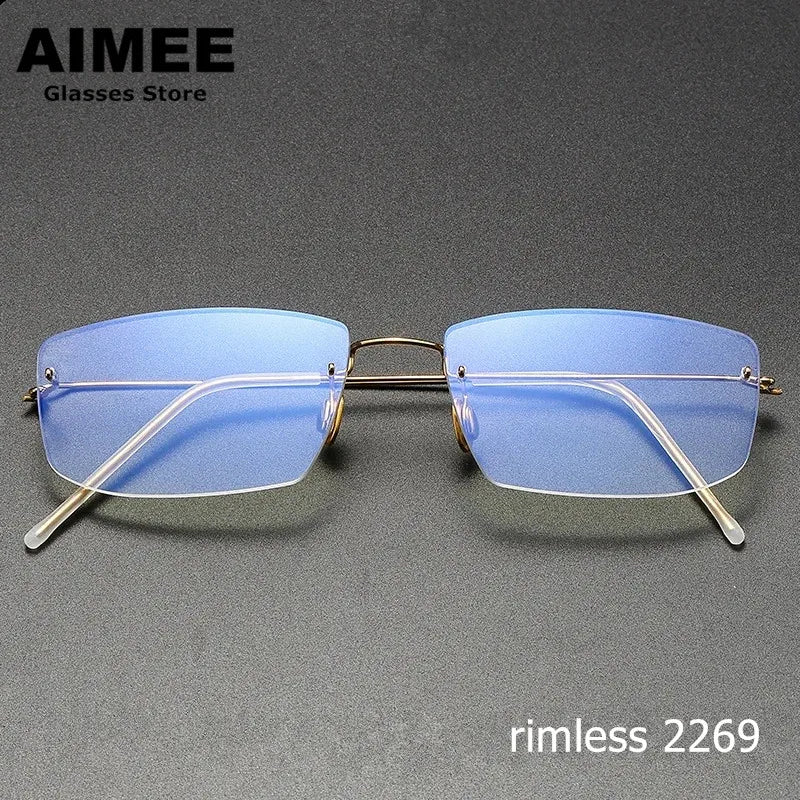 Aimee Women's Rimless Square Titanium Eyeglasses 2269 - Lightweight & Durable Titanium Frame for Reading, Computer Work & Fashion - Perfect for Office, Daily Wear & Gift Giving