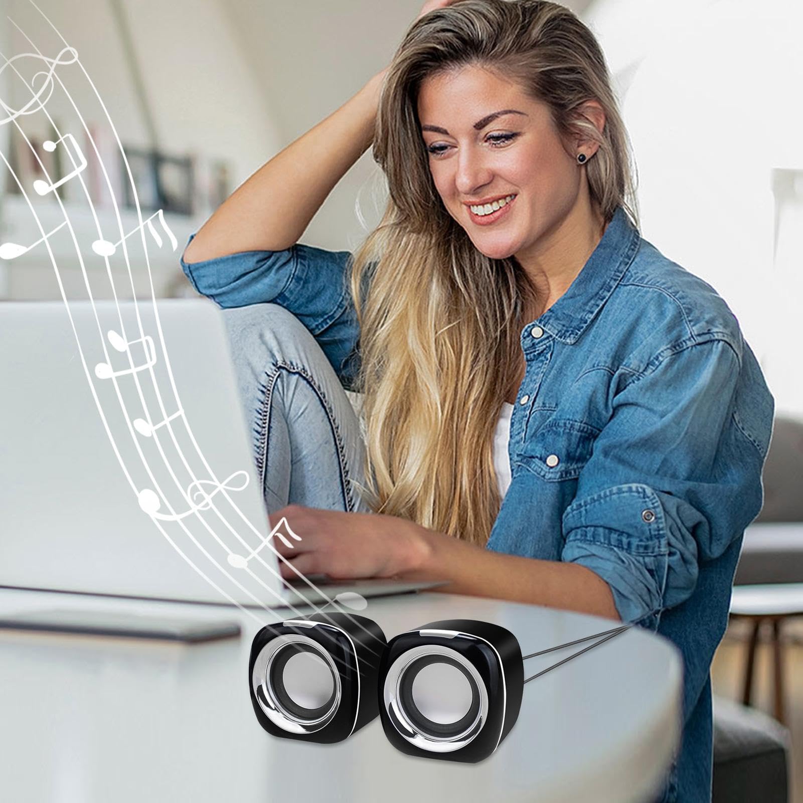 Portable Bluetooth Speaker for Laptop, Desktop, Phone & Tablet - High-Quality Anti-Interference Audio with Clear Sound | Perfect for Home Office, Gaming, Music Streaming & Outdoor Use