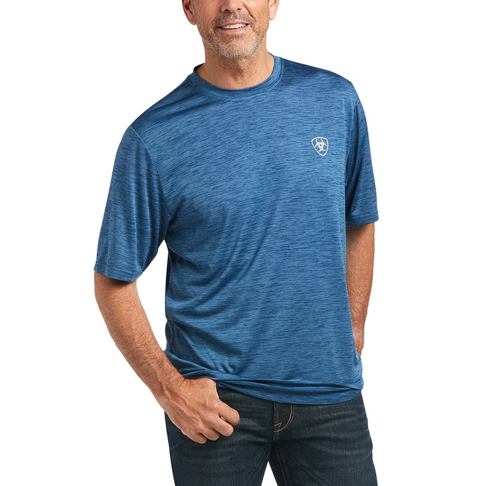 ARIAT Men's Charger Western Shirt with Vertical Flag Print - Skyfall Blue - Medium Size - Perfect for Rodeo, Country Music Festivals & Casual Wear