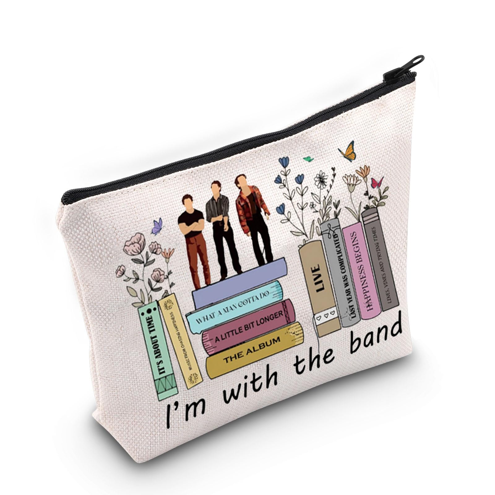 WZMPA Band Album Themed Makeup Bag - Song Lyric Printed Cosmetic Pouch for Rock Music Fans - Perfect Gift for Concert Goers & Singer Enthusiasts (I'm With Band Design) - Ideal for Music Festivals, Backstage Prep & Fan Merch Collections