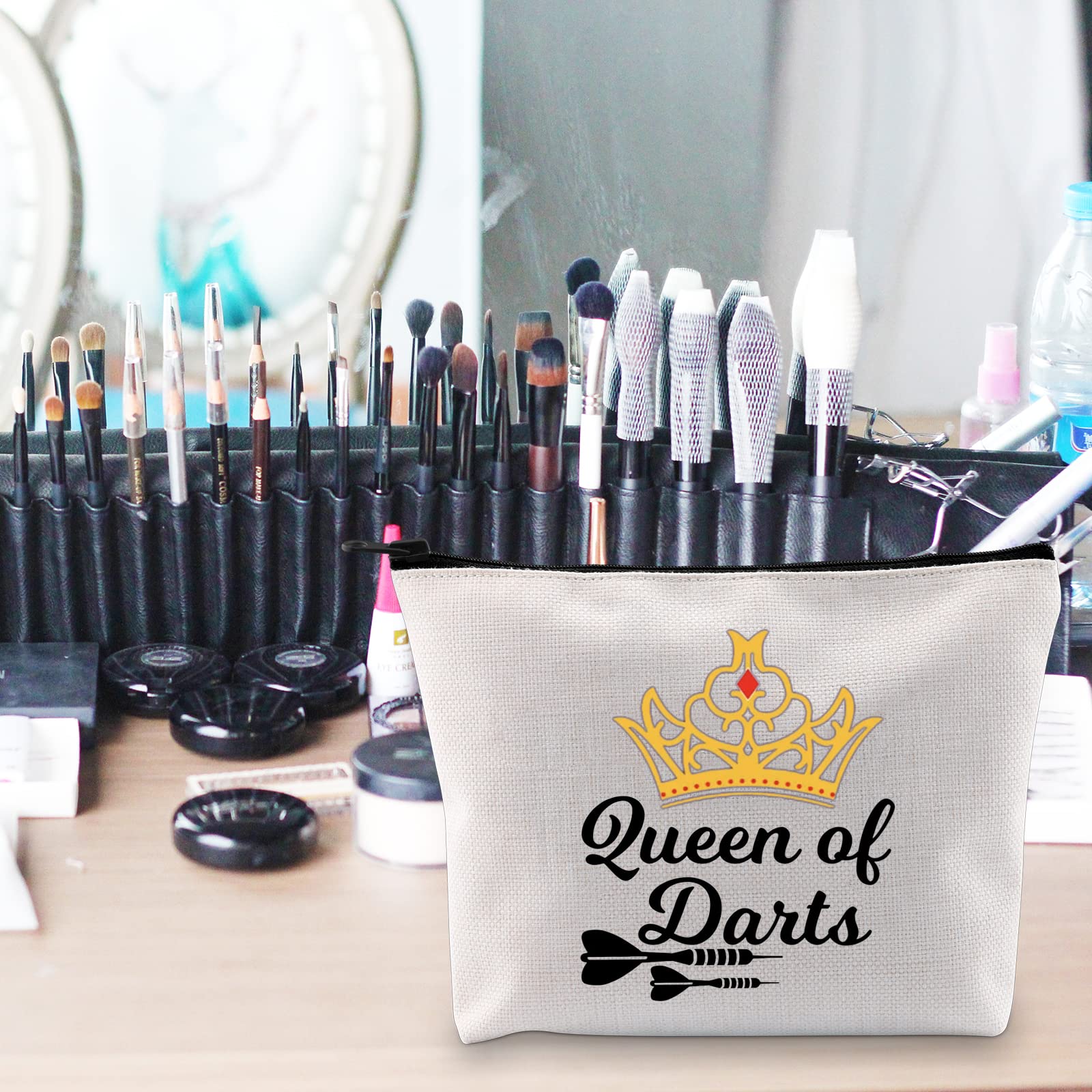 POFULL Dart Player Gift Set - Premium Darts Game Accessories for Dart Enthusiasts & Teams - Queen of Darts Cosmetic Bag - Perfect for Tournaments, Practice & Dart Lover Gifts