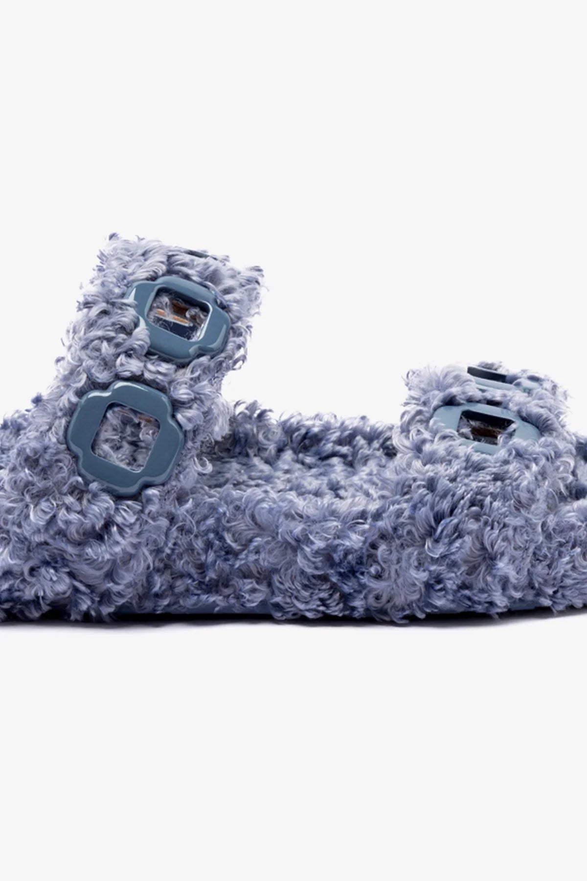 Luxury Milan Slide Slippers in Blue Faux Fur - Cozy House Shoes for Women, Perfect for Indoor Comfort, Lounging & Relaxation at Home
