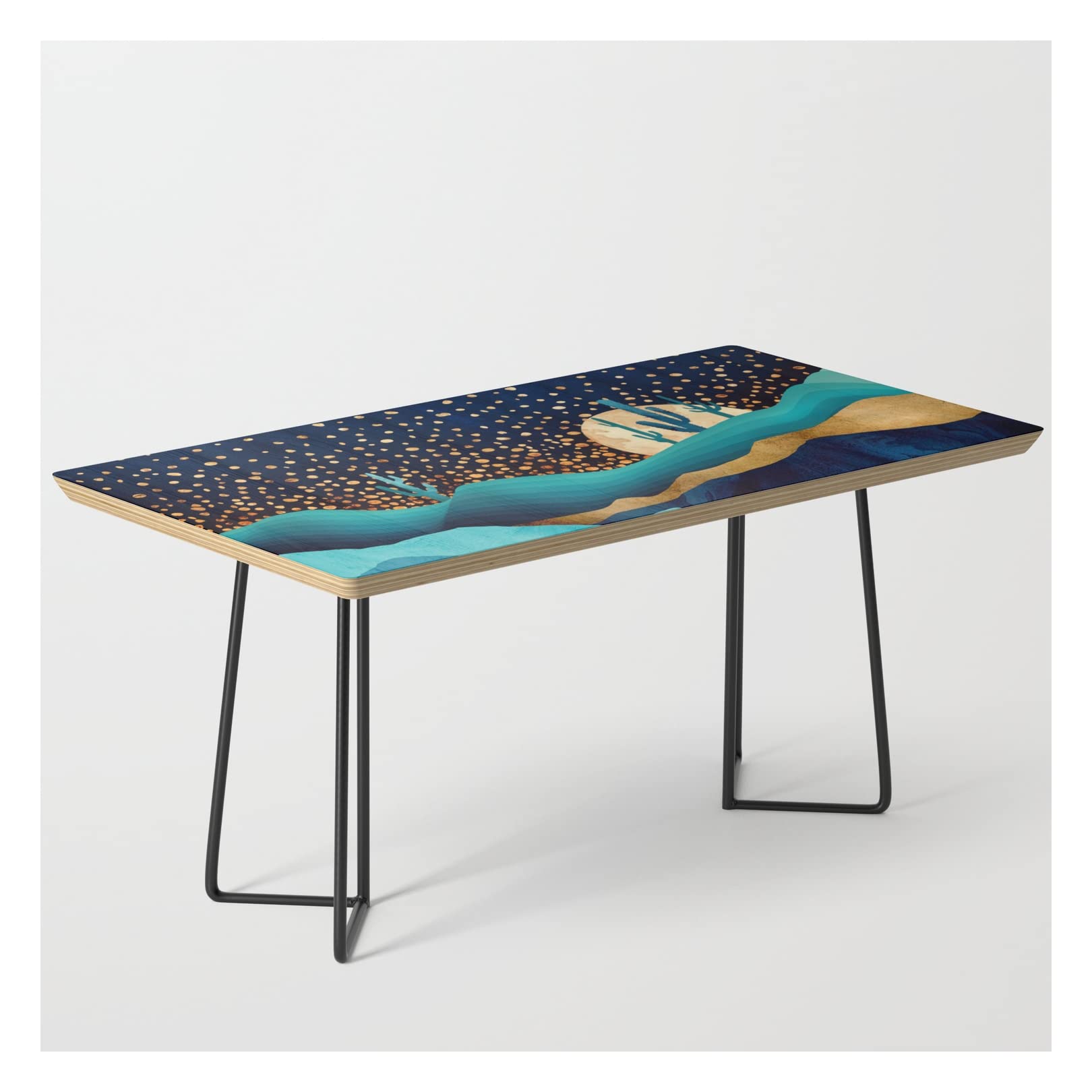 Indigo Desert Night Modern Coffee Table - Black | Unique Handmade Home Decor for Living Room, Office & Lounge
