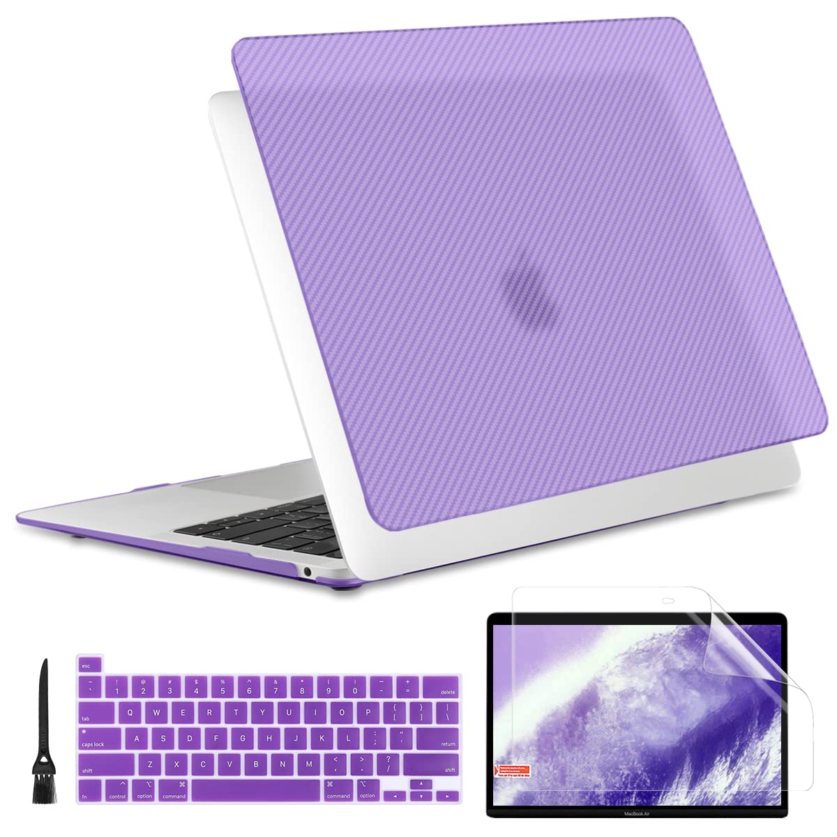 2022 Upgraded Slim Carbon Fiber MacBook Pro 13 Case - Compatible with M1/M2 Chip (A2338/A2251/A2289) 2020-2022 Models | Fashionable Thin Protective Cover in Purple | Perfect for Work, Travel & School Use