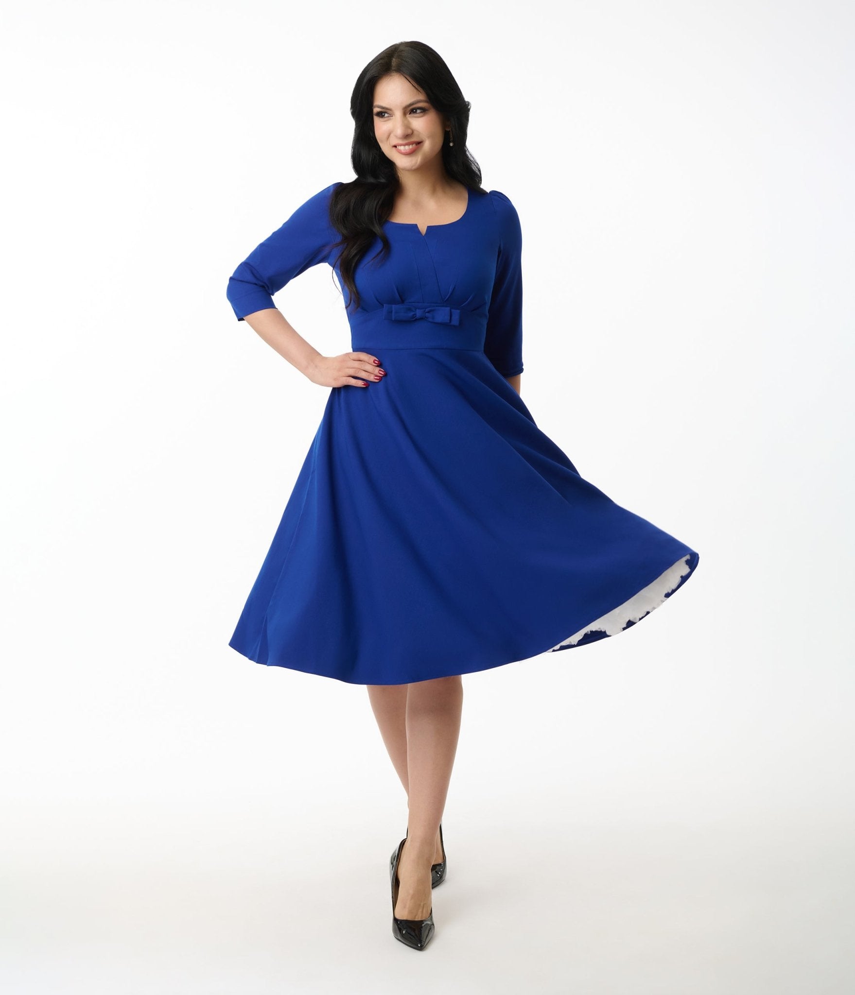 1950s Royal Blue Reese Swing Dress - Vintage 50s Retro Style Dress for Women | Perfect for Parties, Dances & Themed Events
