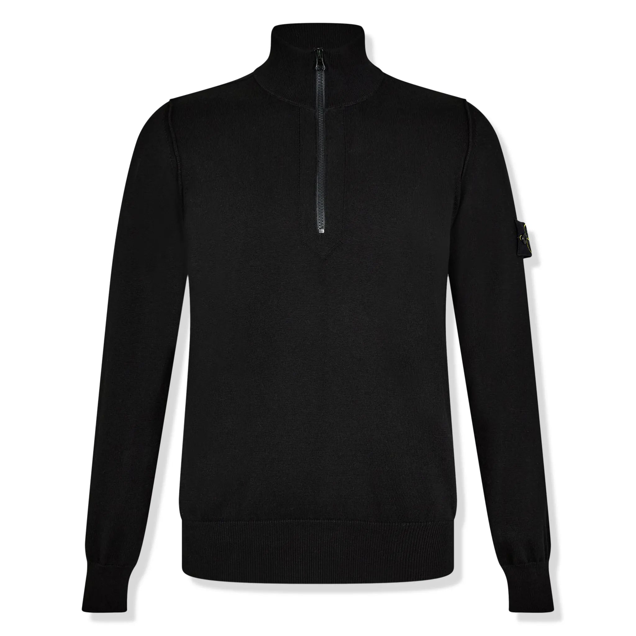 Stone Island Men's Quarter Zip Black Knit Sweatshirt | Lightweight Pullover for Casual Wear & Outdoor Activities
