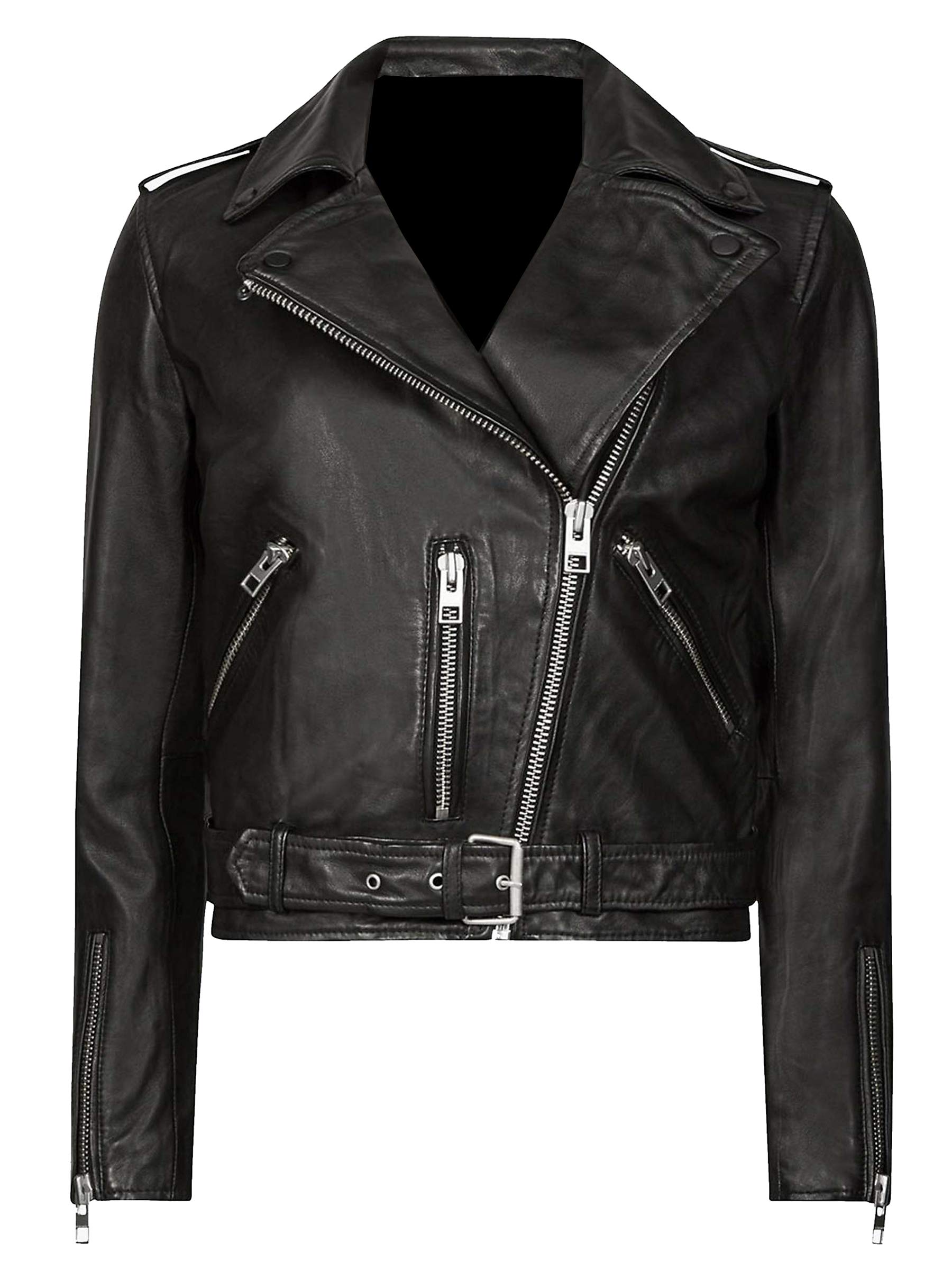 JUFAH Women's Distressed Genuine Leather Moto Jacket - Vintage Biker Style Film Jacket for Casual Wear & Night Out