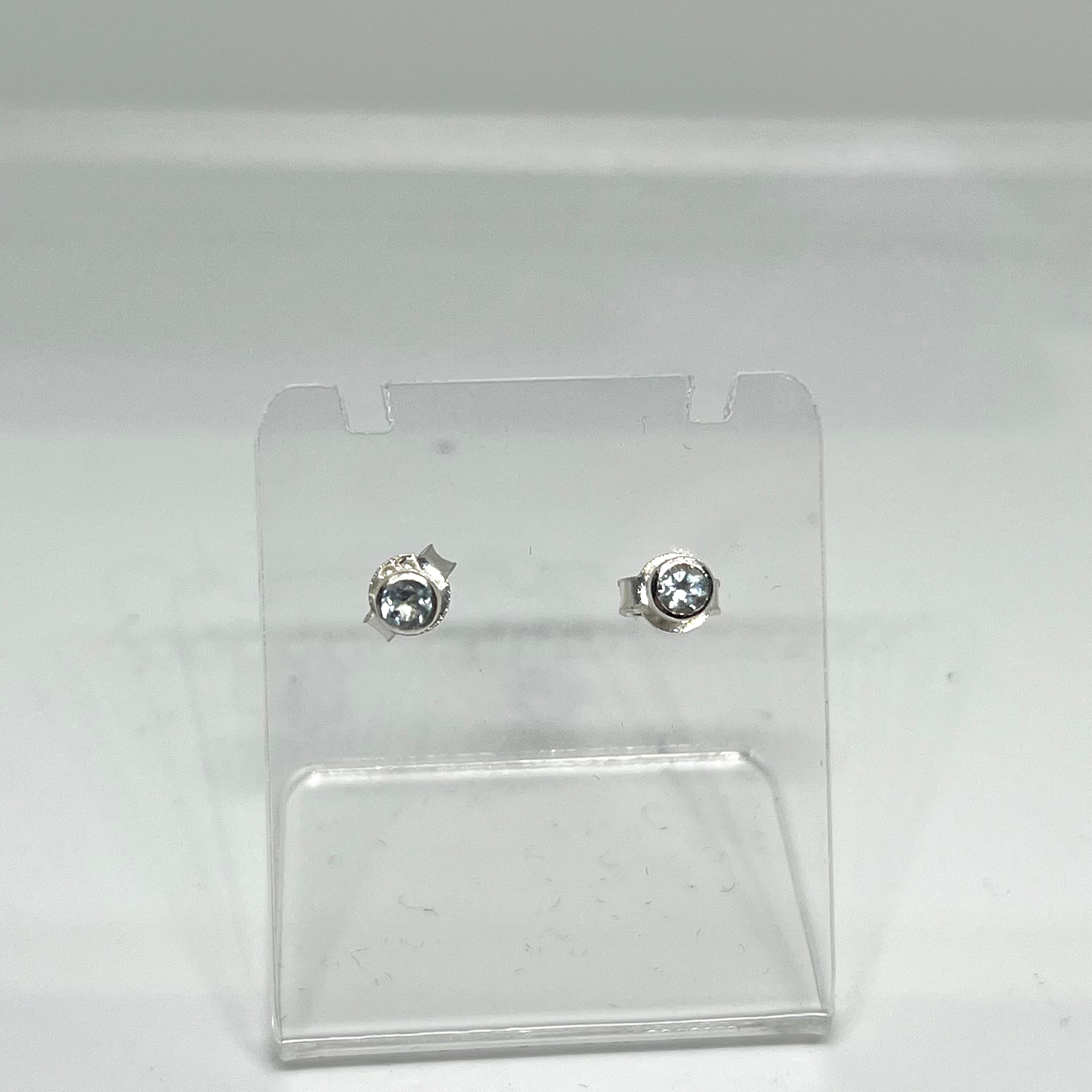 3mm Round Faceted Gemstone Bezel Set Stud Earrings - PSE004 | Elegant Everyday Jewelry for Women, Perfect for Work, Parties & Special Occasions