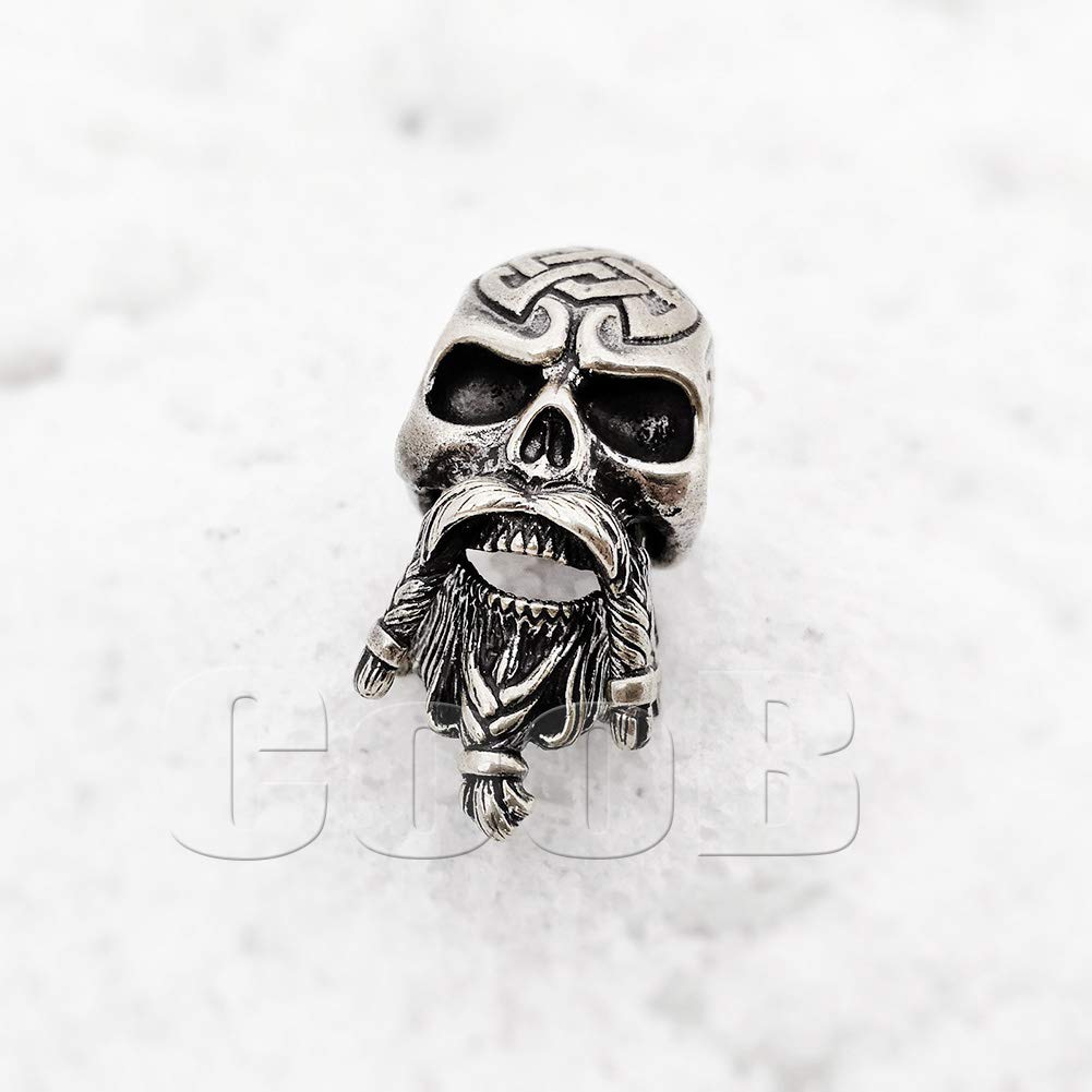 EDC Paracord Bead - Celtic Skull Warrior Charm for Knives & Lanyards (Silver) - Outdoor Gear Accessory