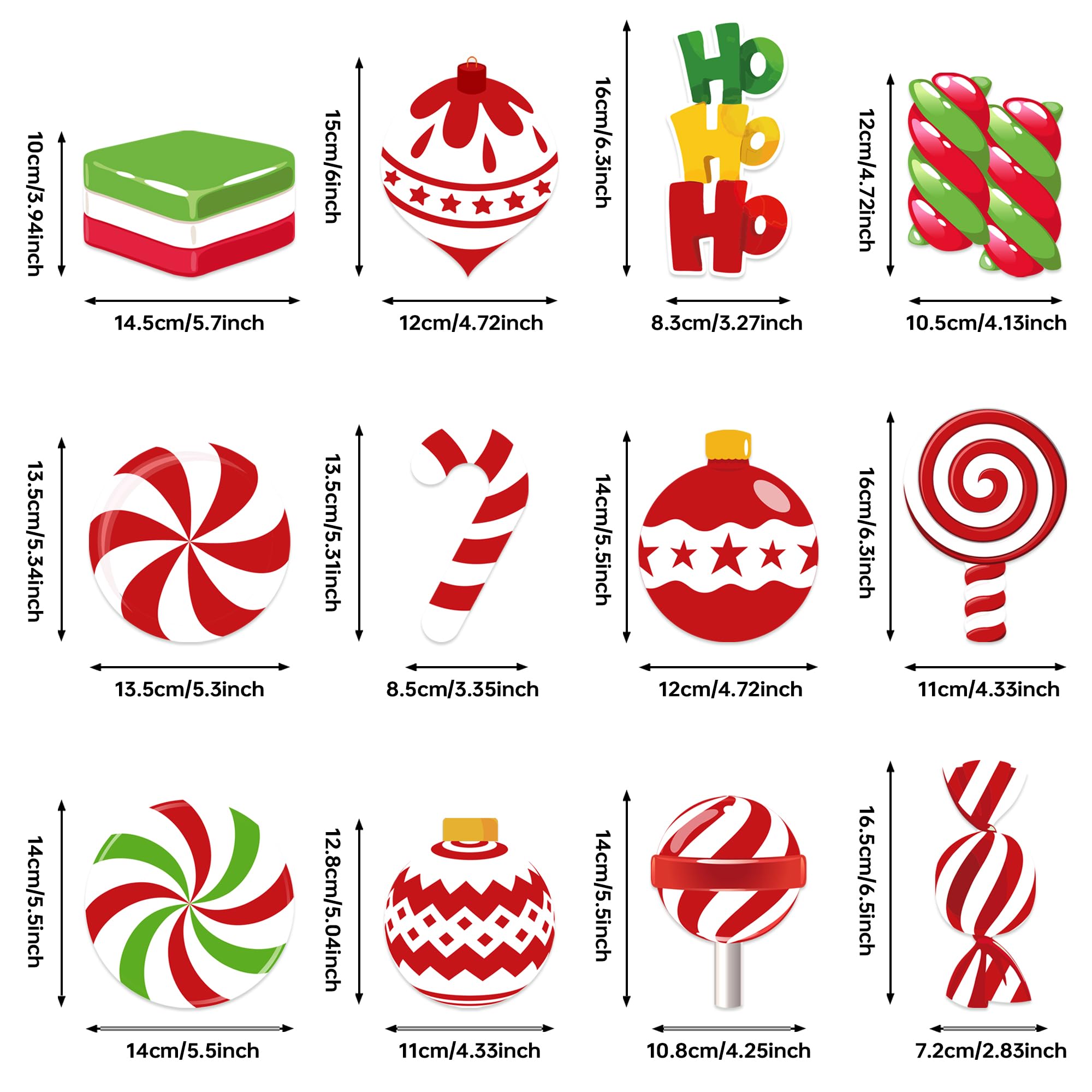 57pcs Christmas Candy Hanging Swirl Decorations - Xmas Party Ceiling Hanging Streamers, Peppermint Candy Cutouts Ornaments for Holiday Party, Classroom & Home Decor - Perfect for Christmas Tree, Gift Wrapping & Festive Celebrations