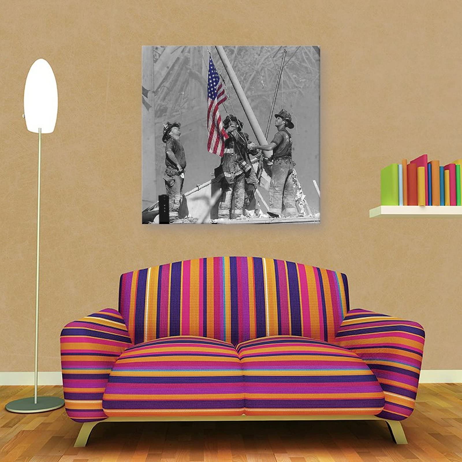HUIBEI September 11th Memorial Art Poster - 3-Pack 12x12 Inch (30x30cm) Canvas Wall Art for Living Room & Bedroom - Patriotic Home Decor for 9/11 Remembrance Day, Office or Classroom Display