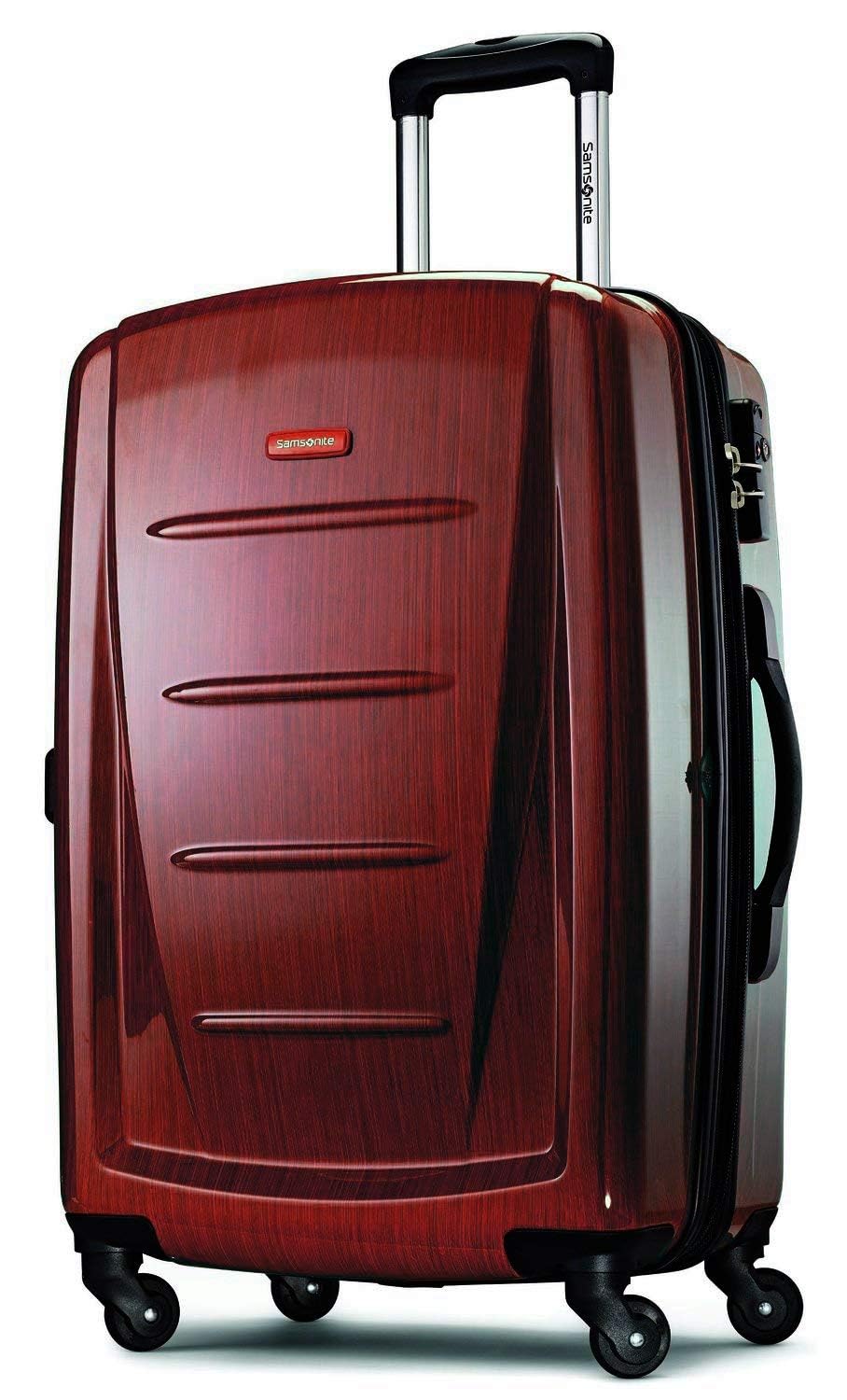 Samsonite Winfield 2 Hardside Expandable Luggage with 360° Spinner Wheels, Burgundy, 24-Inch Checked-Medium Suitcase - Perfect for Business Travel & Vacation Packing