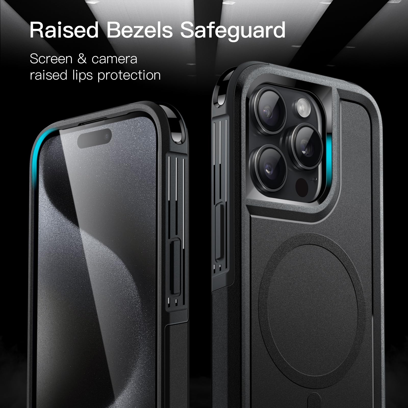 JETech Heavy Duty Dual-Layer Rugged Case for iPhone 15 Pro Max 6.7-Inch - MagSafe Compatible, Shockproof Protective Magnetic Cover (Black) - Perfect for Outdoor Adventures, Construction Work & Extreme Sports Protection