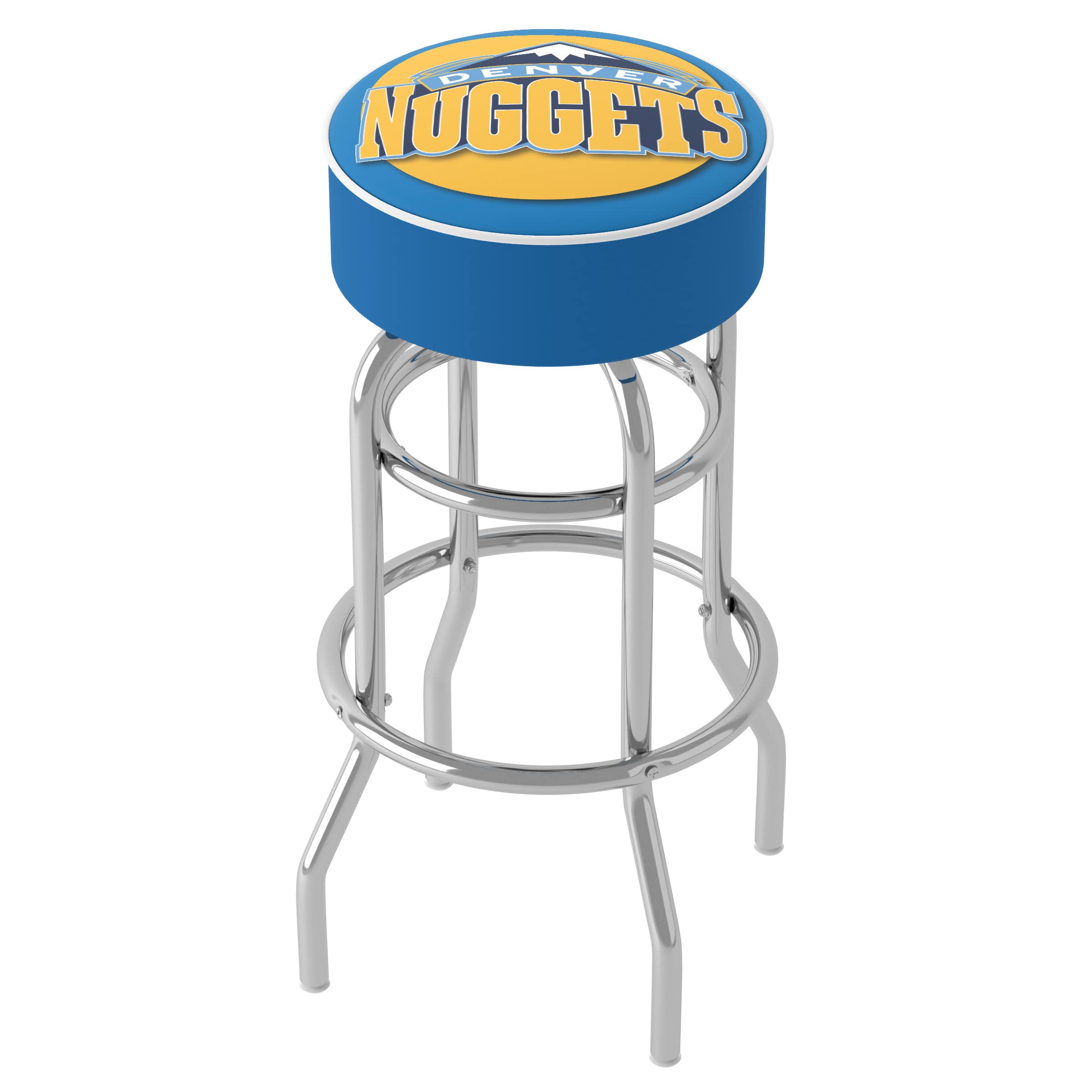 Denver Nuggets Logo Bar Stool - Swivel Game Room Chair with Comfortable Foam Padded Seat for Home Bar, Garage & Man Cave - NBA Basketball Fan Gift