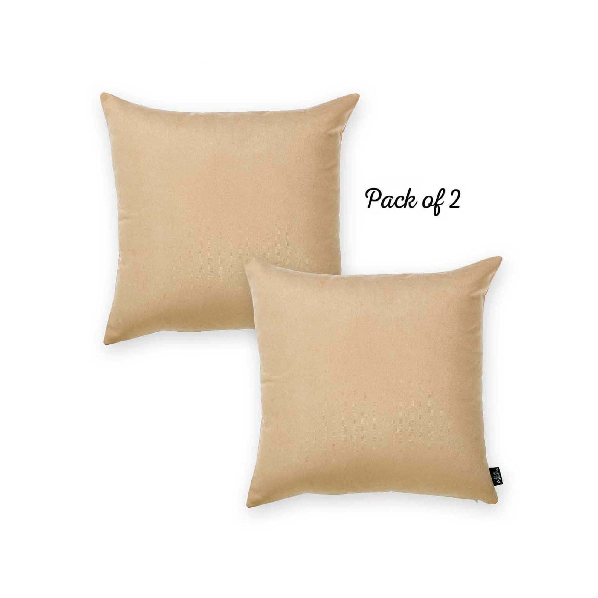 Apolena Honey Set of 2 Decorative Throw Pillow Covers - 20x20 Inch Solid Beige Square Pillow Cases for Couch, Sofa, Bed - Home Decor, Living Room & Bedroom Accent Pillows