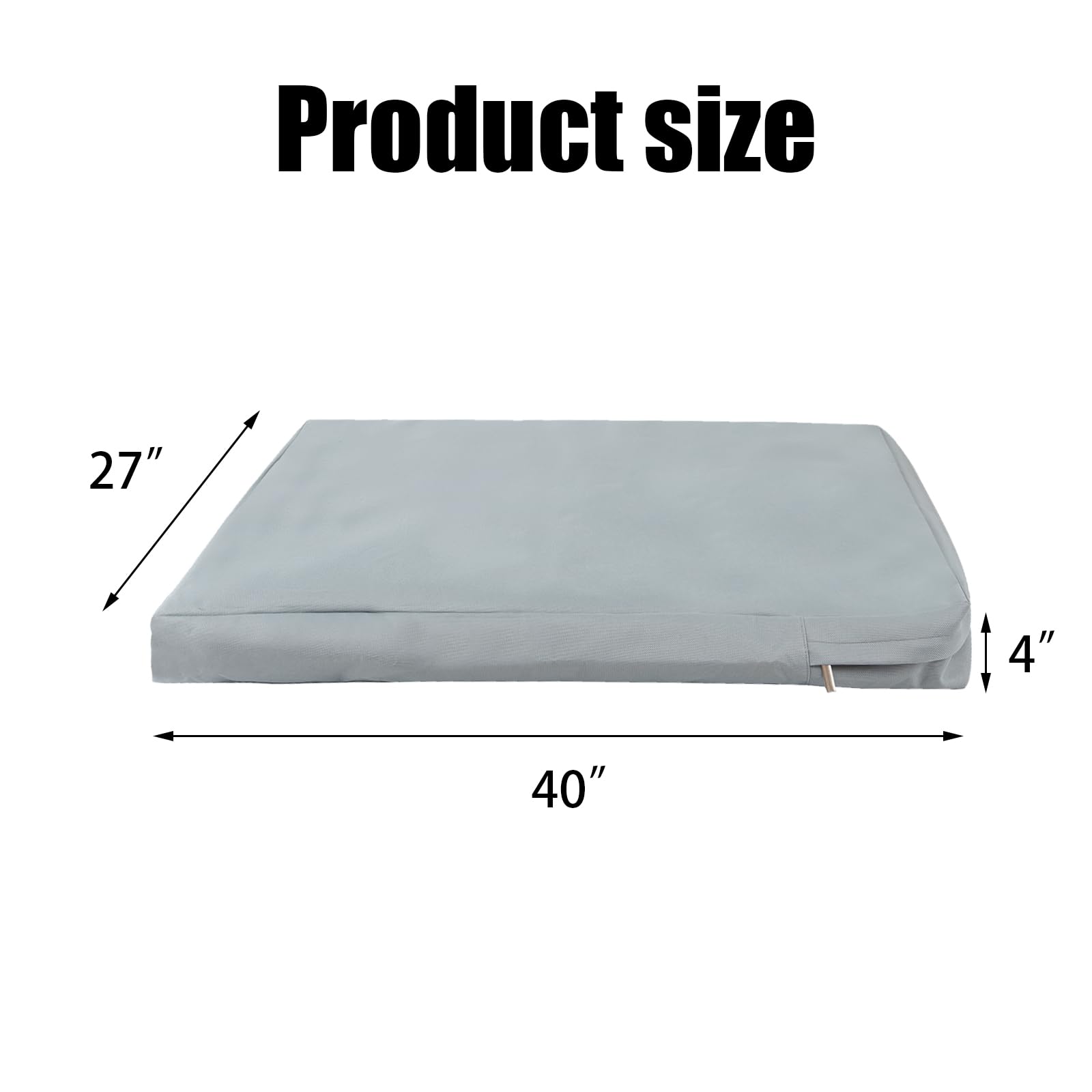 Waterproof Dog Bed Cover with Zipper - Washable Oxford Fabric Pet Crate Pad Replacement - Easy to Remove Hair Resistant - Gray #1 (40 x 27 x 4 Inches) - Perfect for Indoor Dog Crates, Kennels & Sofa Protection