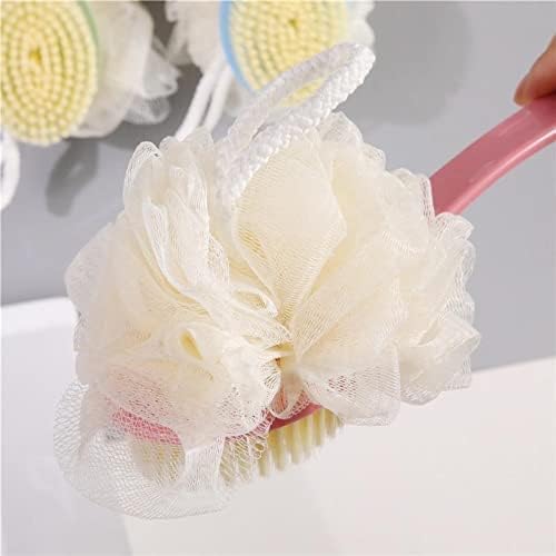 2 in 1 Loofah with Handle & Back Scrubber - Exfoliating Bath Brush for Women & Men - Body Cleaning Brush with Long Handle - Perfect for Shower, Spa & Deep Skin Exfoliation (Pack of 1, Random Color)