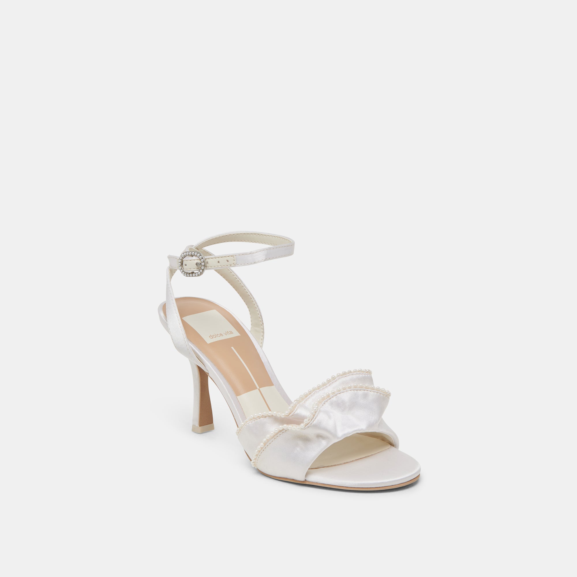 LUNETE Pearl Heels - Vanilla Satin Women's High Heels for Weddings, Parties & Special Occasions | Elegant & Comfortable Dress Shoes