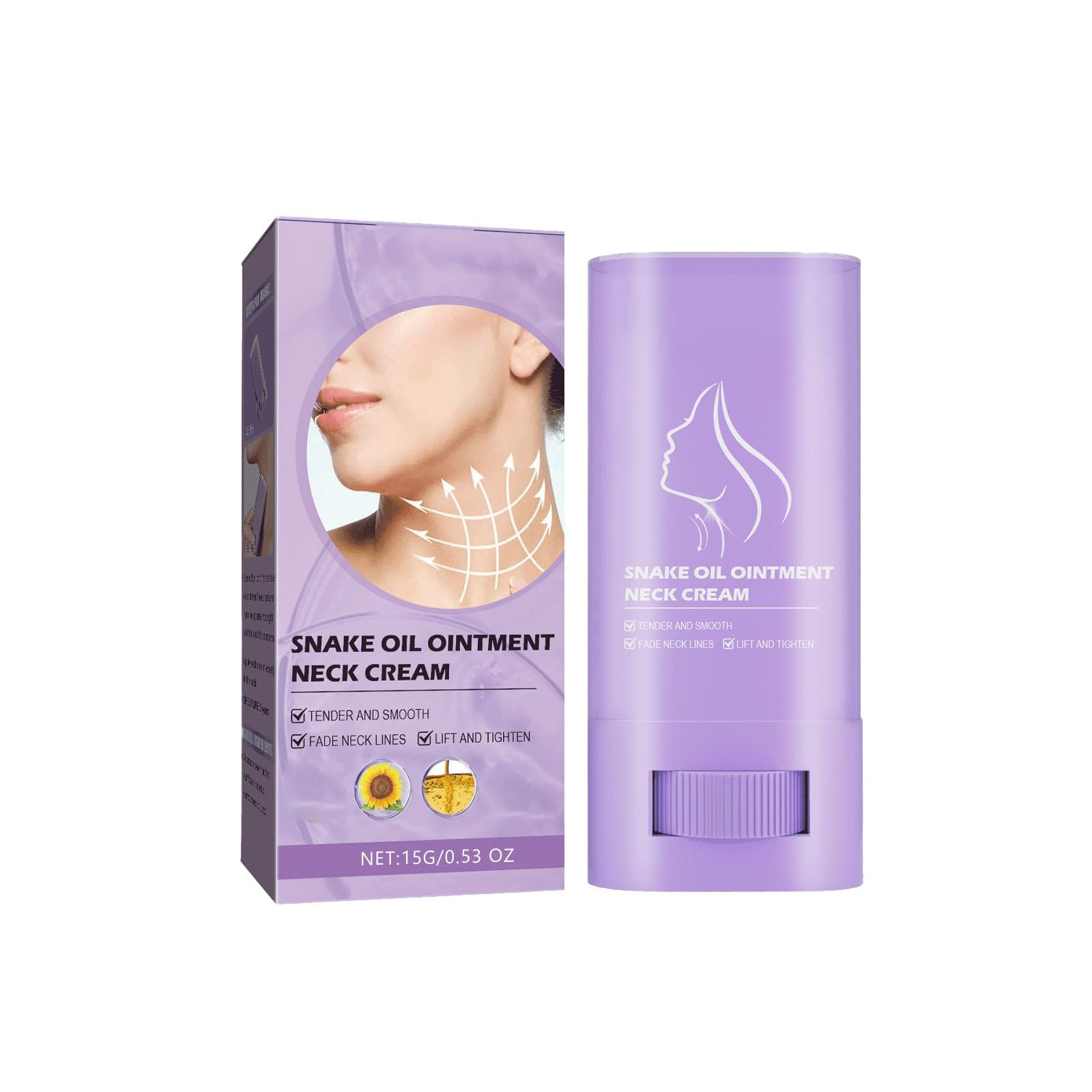 Neck Firming & Lifting Stick - Anti-Aging Neck Cream with Nourishing Oils for Wrinkle Reduction & Skin Tightening - Perfect for Daily Skincare Routine & Nighttime Use