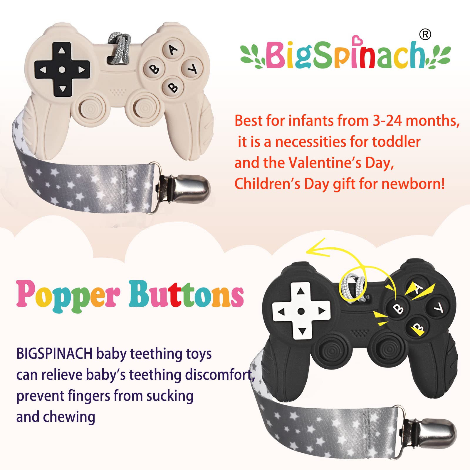 Baby Game Controller Teether - Safe Chew Toy for Teething Babies - Gaming Theme for Playtime