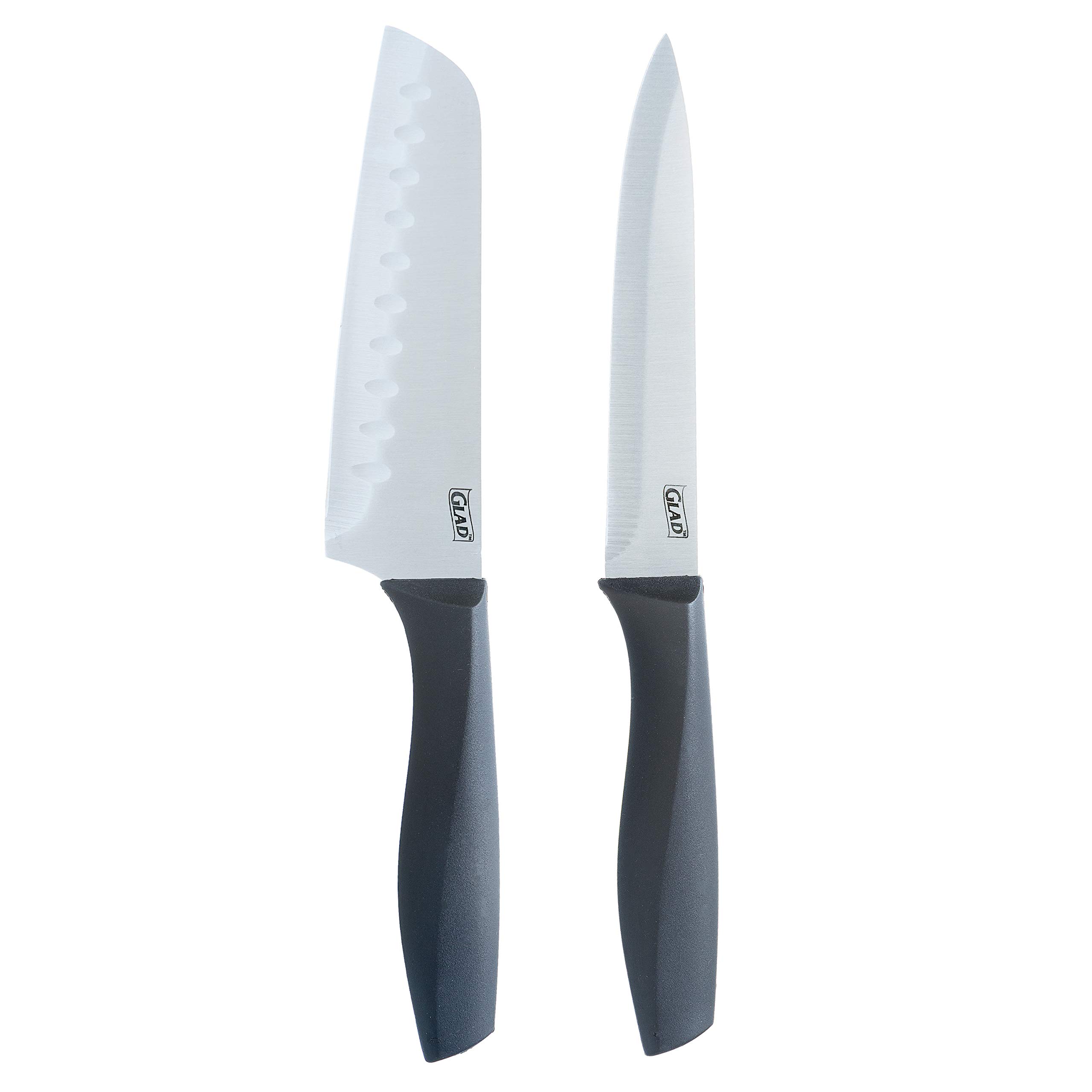 Premium 5-Piece Knife Set with Cutting Board - Includes Sharp Santoku & Utility Knives with Blade Covers & Durable Plastic Chopping Block - Perfect for Kitchen Cooking, Meal Prep & Food Chopping - Gray Color