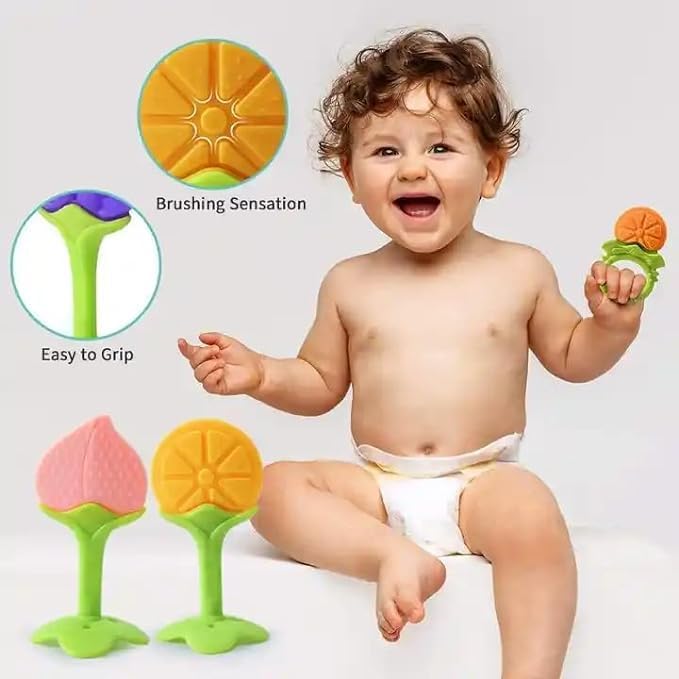 Kritiu Baby Sippy Cup & Teether Set - BPA-Free Silicone Toddler Drinking Cup with Teething Toy - Safe for Infants 6+ Months - Yellow - Perfect for On-the-Go, Daycare & Learning Independent Drinking