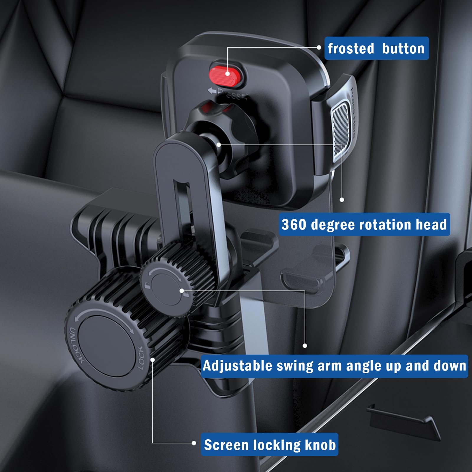 Adjustable Universal Phone Mount for Tesla Model 3/Y/Cybertruck - Non-Adhesive Car Phone Holder Fits All Smartphones (2025 Model) | Perfect for Navigation, Streaming & Hands-Free Driving