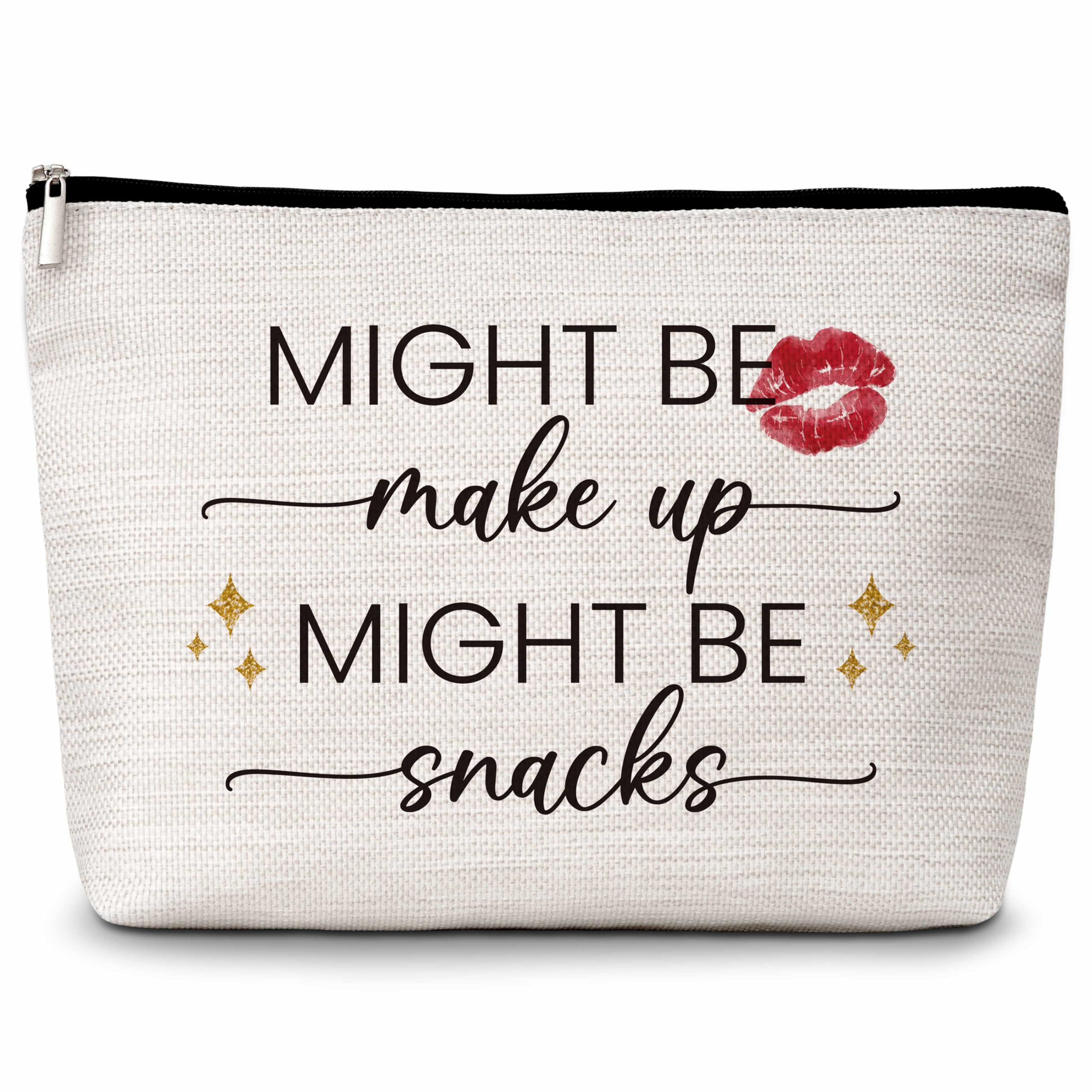 Funny Snacks Makeup Bag - Cute Cosmetic Pouch for Travel & Gifts (Might Be Makeup or Snacks) - Perfect for Women & Girls Birthday Presents, Snack Lovers - Ideal for Travel, Gym & Daily Use