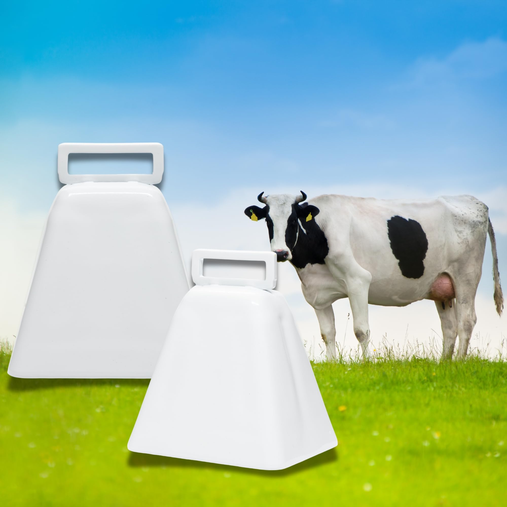 Bevin Bells Long Distance Cow Bells 10LD - Loud Steel Christmas Bells with White Strap Handle for Easy Grip | USA Made | Perfect for Holiday Decorations, Farm Animal Tracking & Outdoor Events