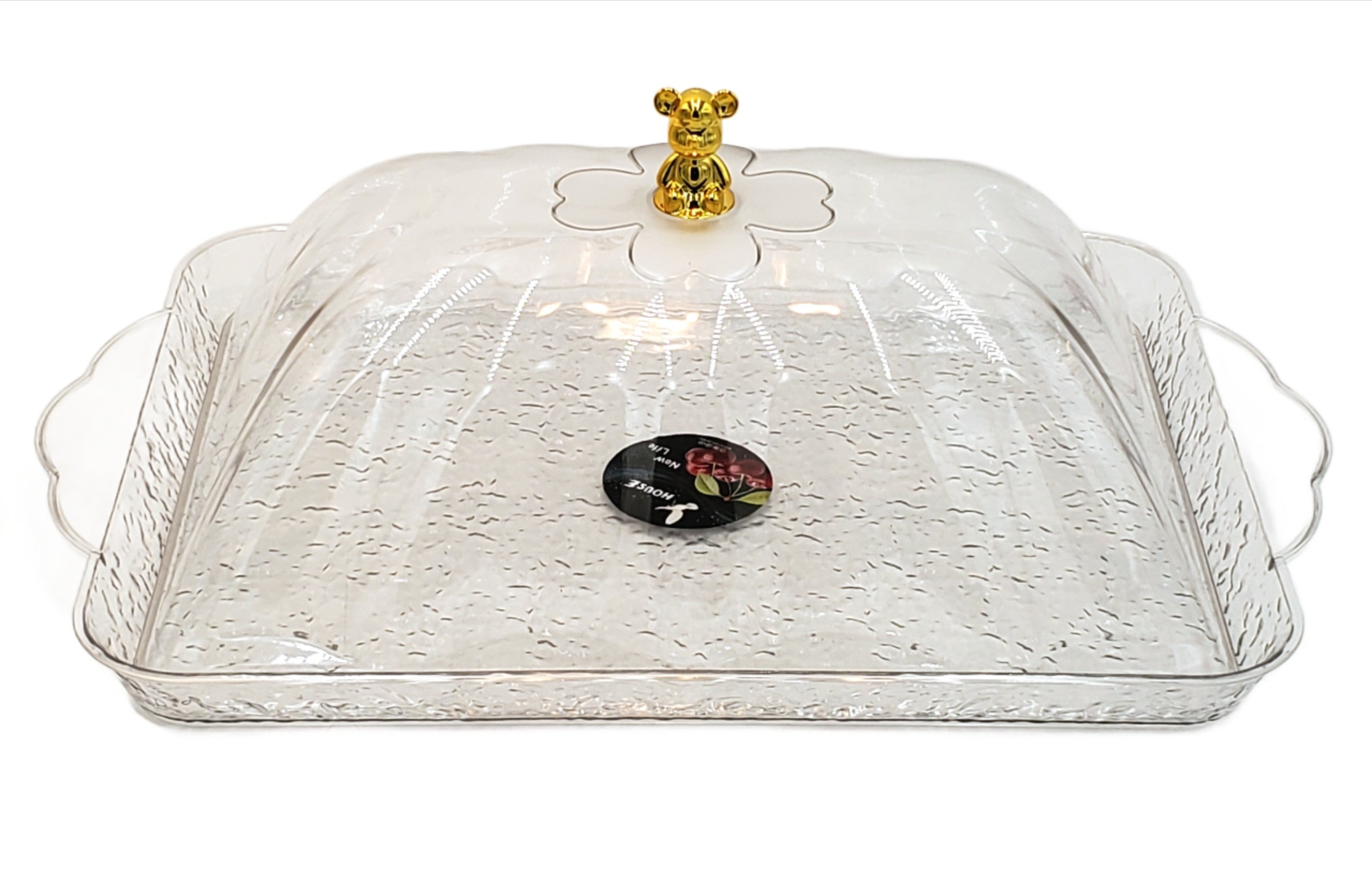 17.5x11 Inch Clear Acrylic Serving Tray with Dome Lid - Rectangle Food Display Platter for Parties, Catering & Dessert Presentation