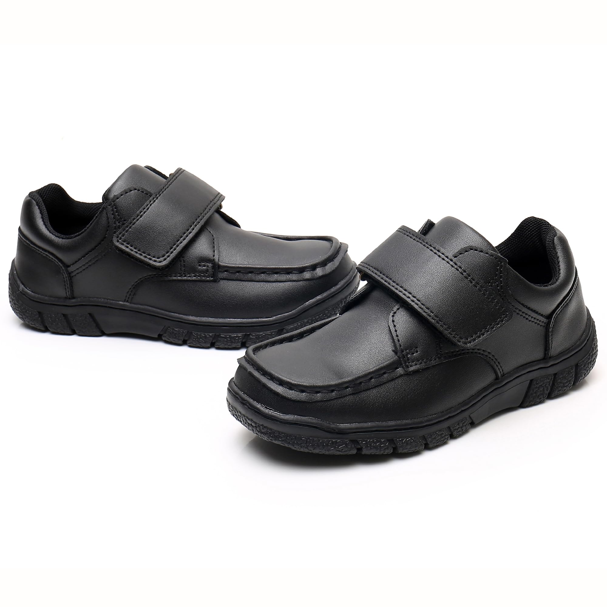 Apakowa Boys Oxford Dress Shoes - Adjustable Strap School Uniform Loafers for Toddler, Little & Big Kids | Comfortable Formal Shoes for Class, Church & Special Occasions