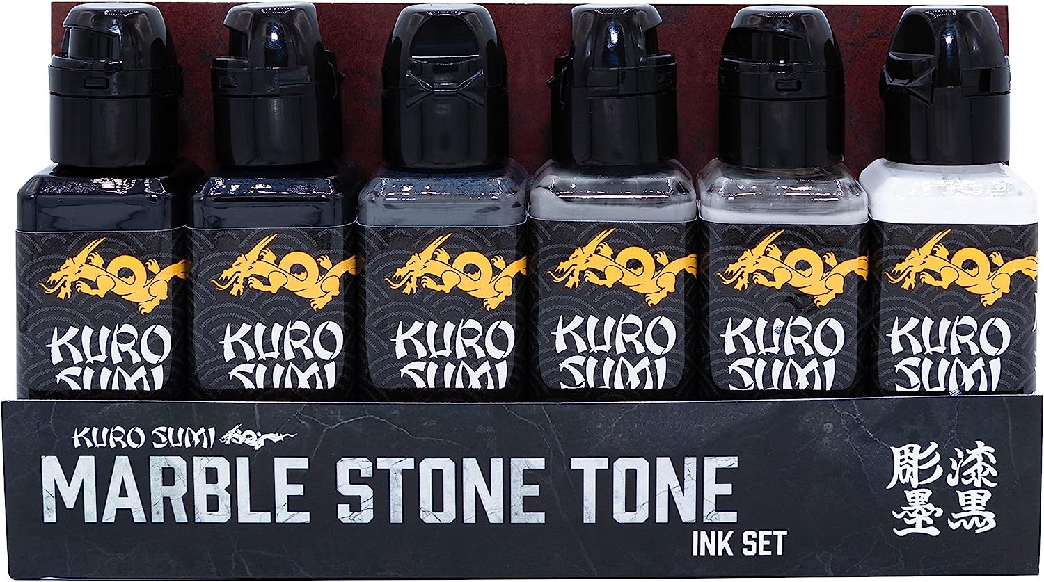 Kuro Sumi Marble Stone Tone Tattoo Ink Set - Professional Tattoo Artist Kit for Realistic Shading & Color Blending - Perfect for Sleeves, Portraits & Body Art