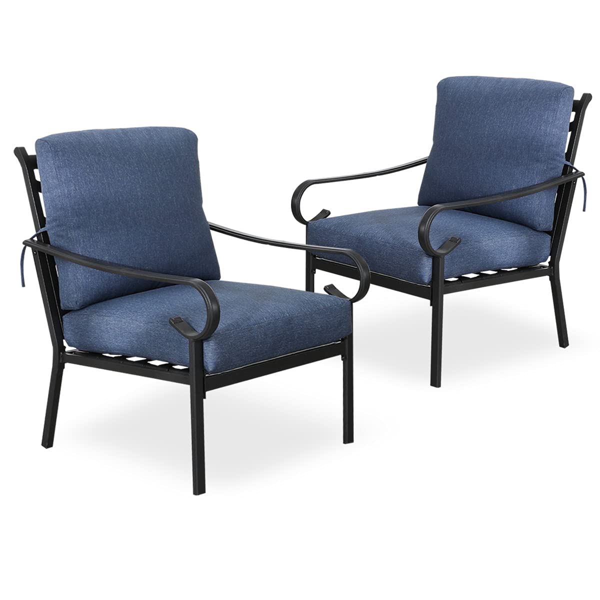 PatioFestival 2-Piece Outdoor Dining Chairs Set with 6.3 Inch Cushion - All-Weather Wicker Frame for Patio, Garden, Poolside & Backyard Relaxation