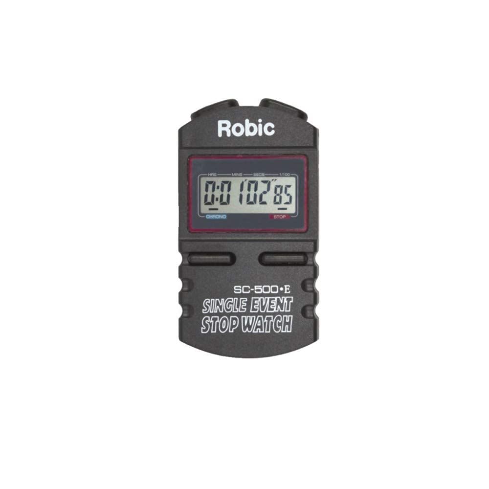 Robic Silent and Audible Single Event Stopwatch - Black | Perfect for Track & Field, Swimming, and Classroom Timings