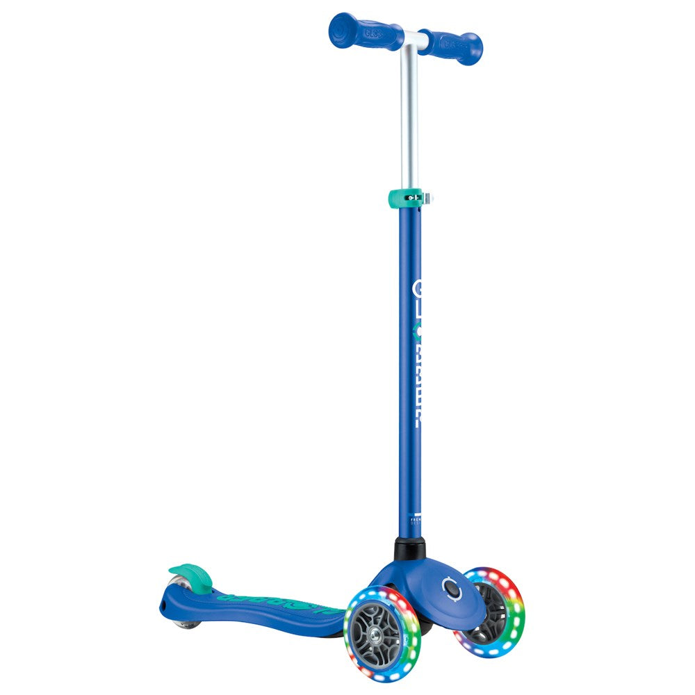 Globber 3 Wheel Primo Plus Light Up Scooter for Kids - LED Light Up Wheels, Adjustable Handlebar, Foldable Design - Perfect for Outdoor Play, Commuting & Neighborhood Rides