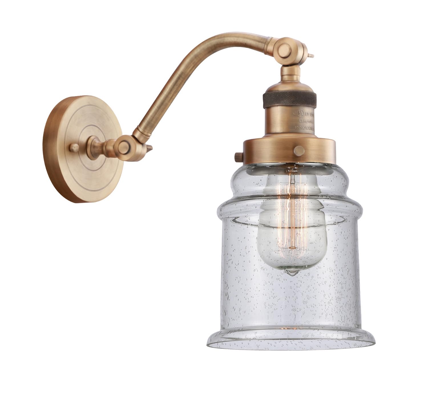 515-1W-BB-G184 LED Bare Bulb 1 Light Cord Set in Brushed Brass - Vintage Edison Style Pendant Light for Kitchen Island, Dining Room & Bedroom Decor
