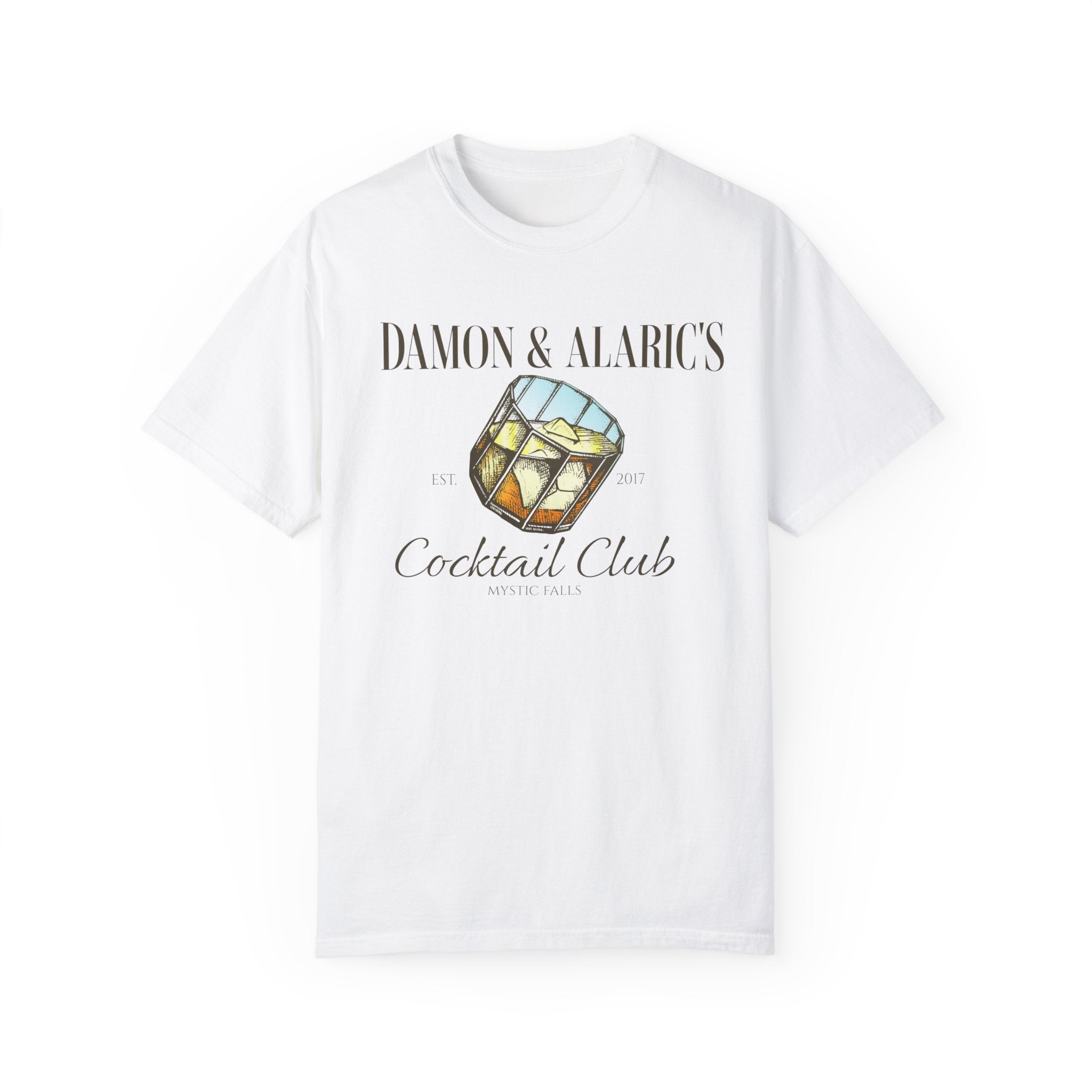 Damon & Alaric's Cocktail Club Shirt - Vintage Inspired TV Show Merchandise for Men & Women - Perfect for Cosplay, Halloween, and Fan Gatherings