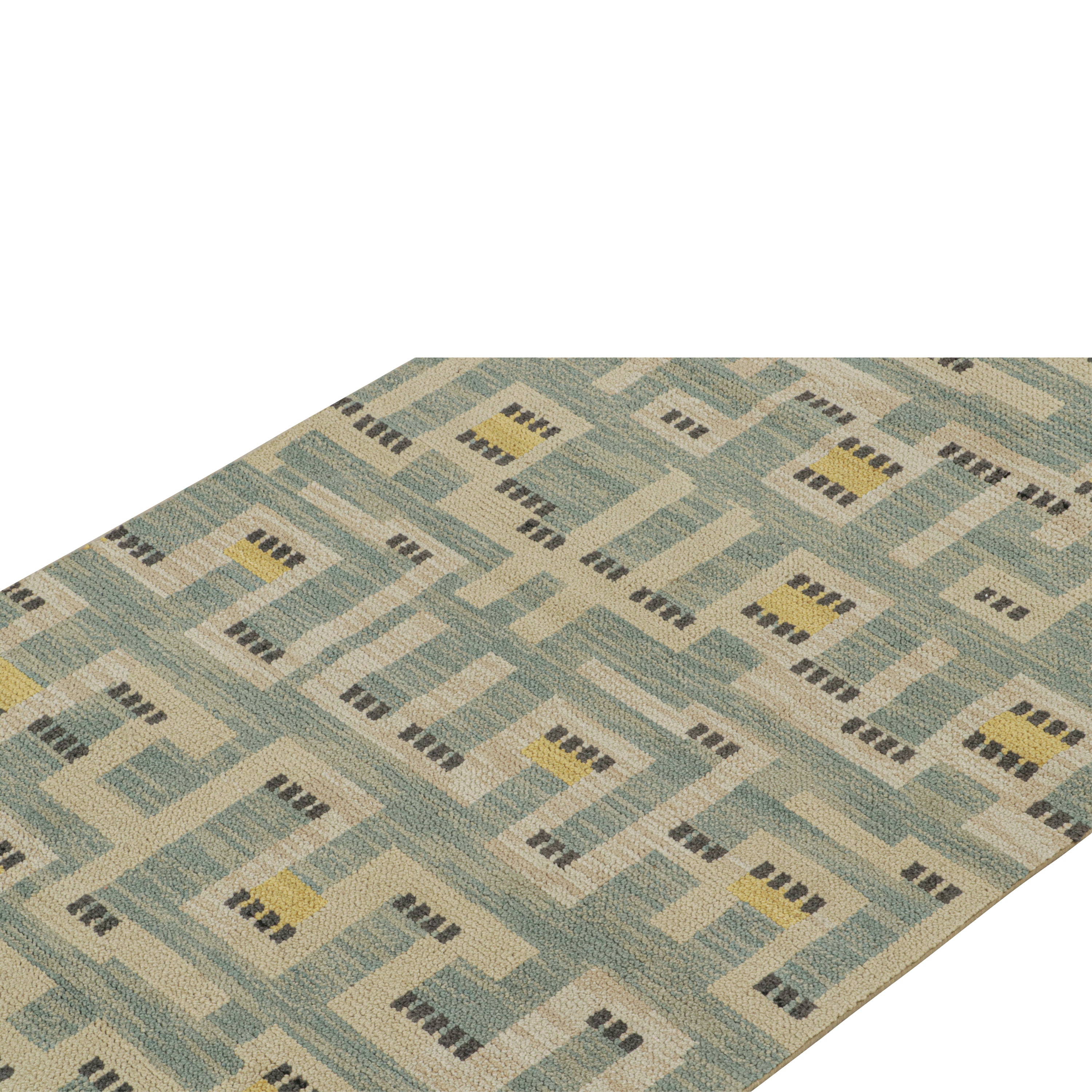 Blue Transitional Swedish Inspired Wool Runner Rug 4'1 x 9'5 - Perfect for Living Room, Bedroom & Office Decor