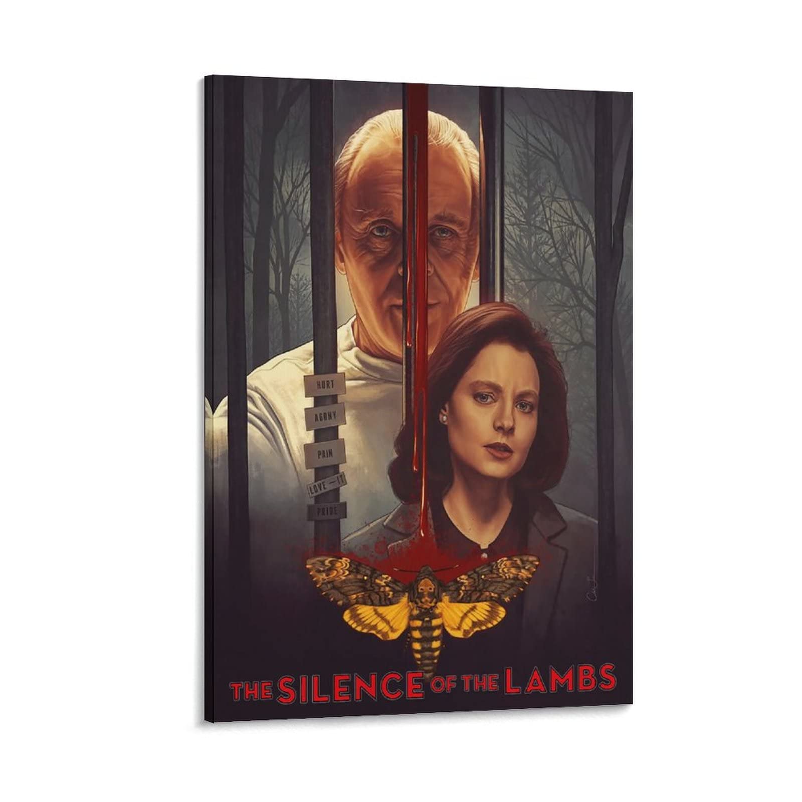 Silence of The Lambs Movie Poster - Premium Canvas Wall Art Decor (24x36 inches, 60x90cm) for Living Room, Bedroom & Home Theater | Horror Film Fan Gift & Classic Movie Memorabilia