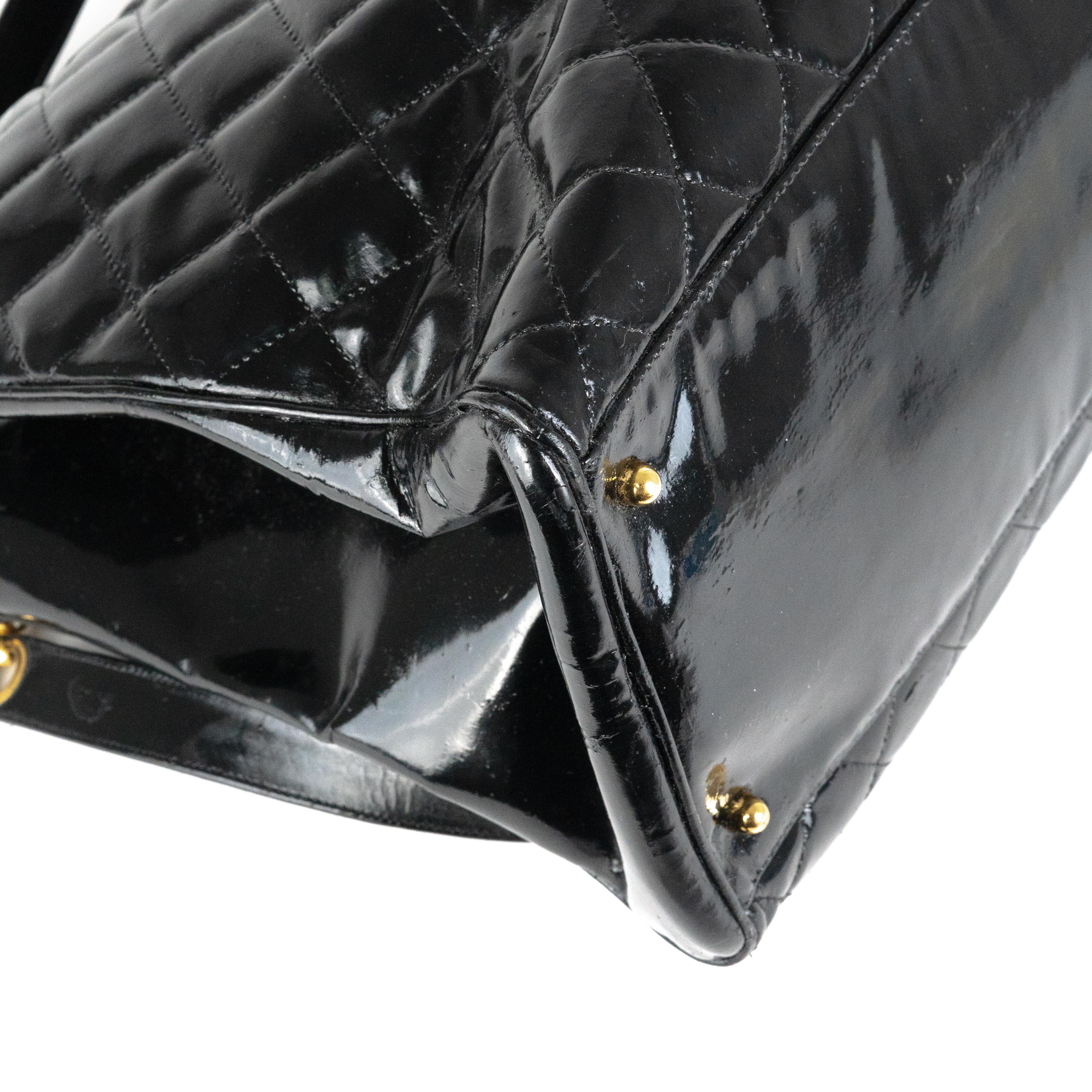 Chanel Supermodel Patent Leather Tote Bag - Black Luxury Handbag for Women | Perfect for Work, Travel & Everyday Use