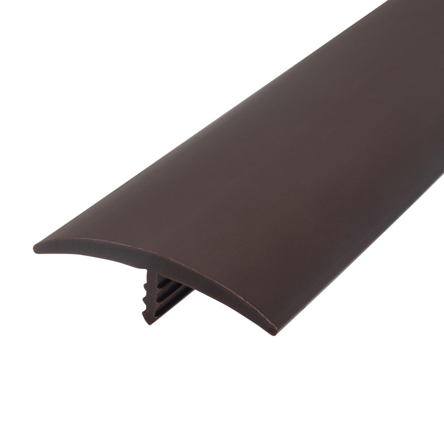 Outwater 1-1/2 Inch Dark Chocolate Brown Flexible Polyethylene T-Molding | Center Barb Tee Moulding for Flooring Transitions | 250 Foot Coil | Perfect for DIY Home Improvement, Commercial Flooring Projects & Seamless Room Dividers
