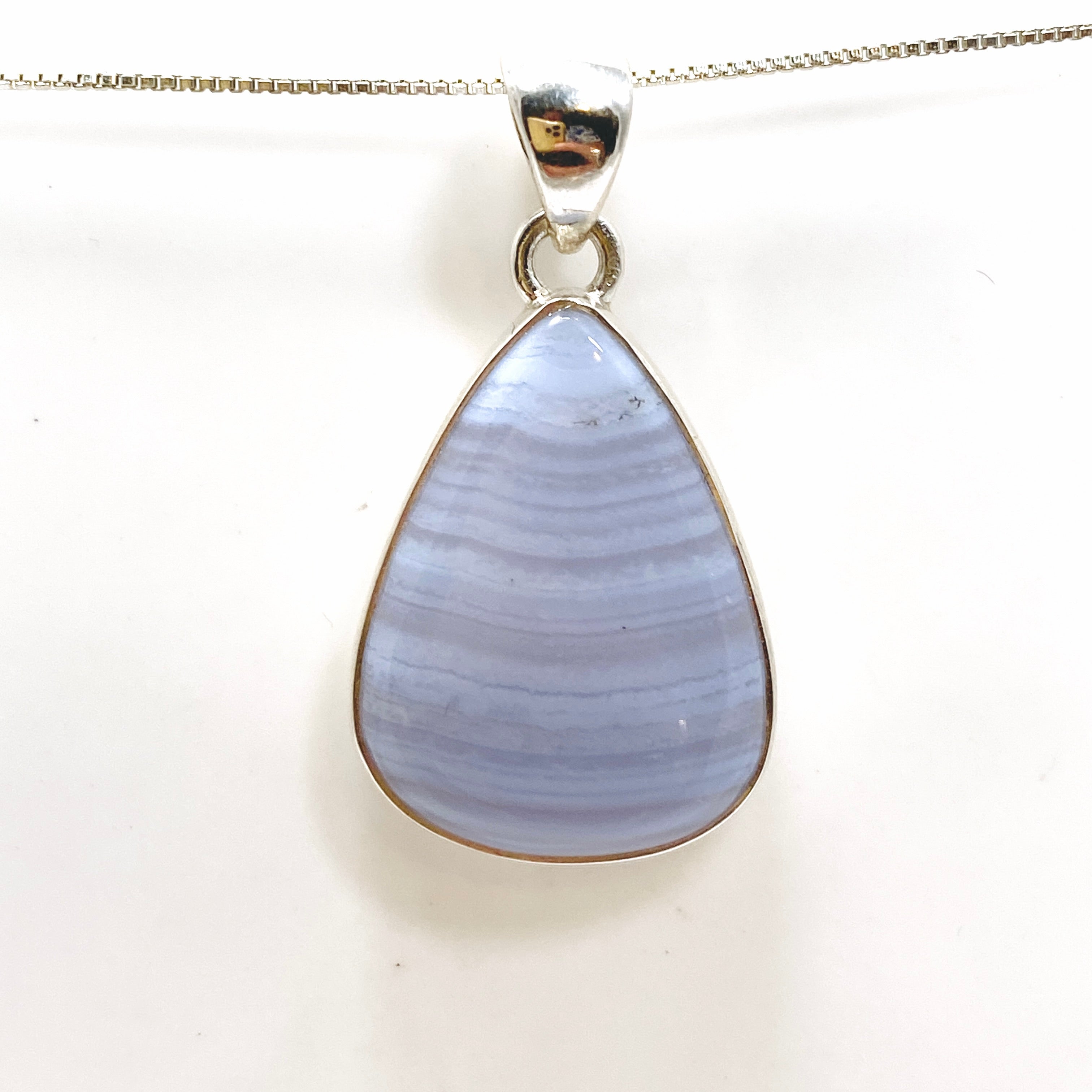 Blue Lace Agate Teardrop Cabochon Pendant - Natural Stone Jewelry for Women - Perfect for Necklace Making, DIY Crafts & Gift Giving