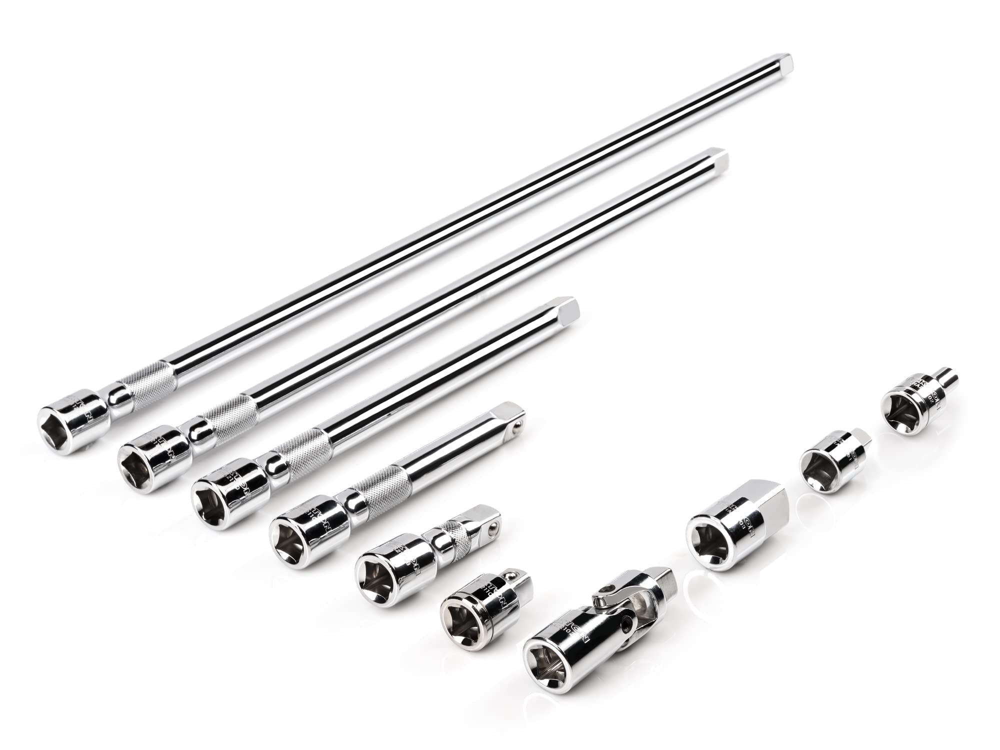 TEKTON 1/2 Inch Drive Accessories Set (10-Piece) | SAE & Metric Socket Adapters, Extensions & Universal Joint | Impact-Grade Chrome Vanadium Steel | SHA92014 | Perfect for Automotive Repair & DIY Projects