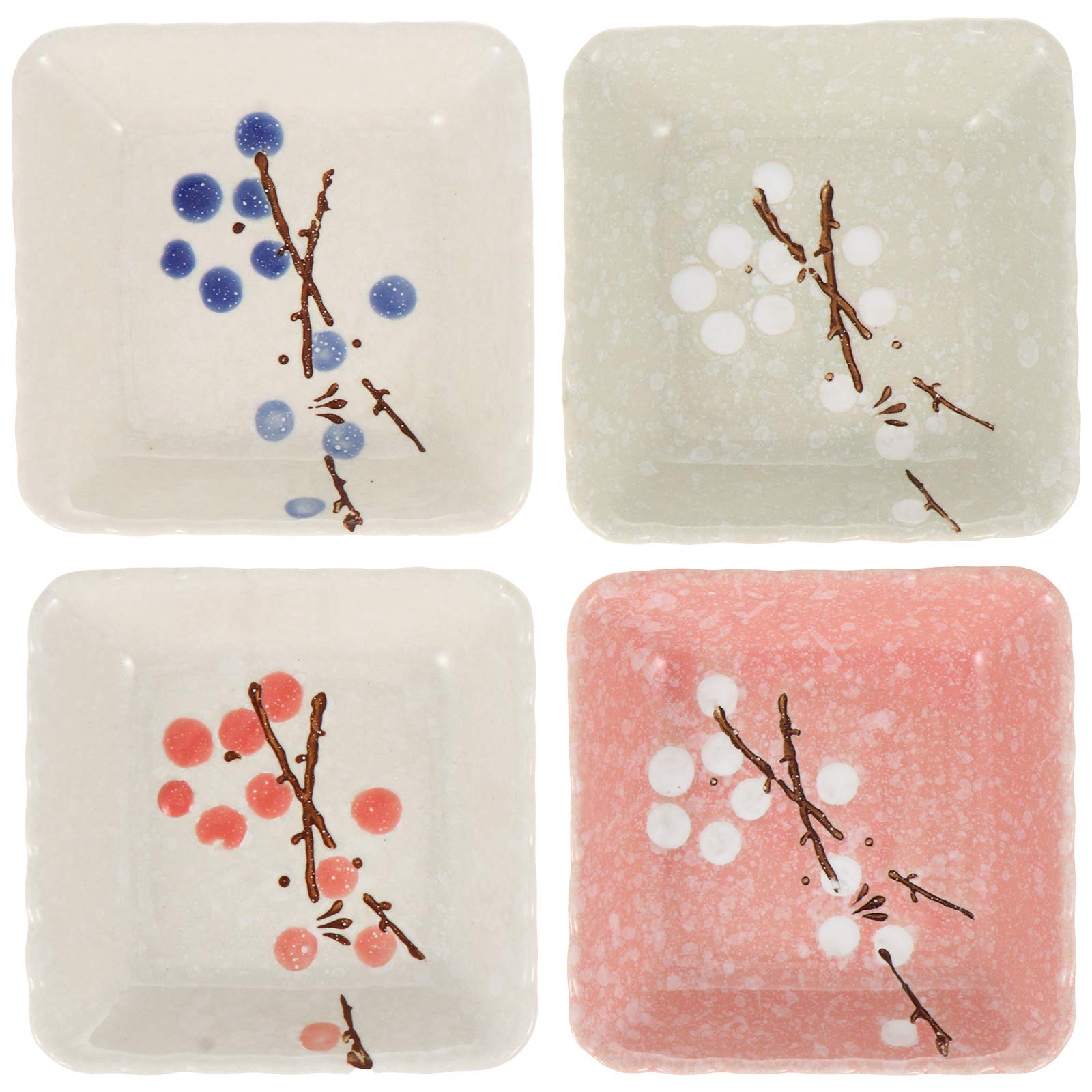 DOITOOL Ceramic Sauce Dishes Set of 4 - Hand-Painted Dipping Bowls for Seasoning, Soy Sauce & Condiments - Perfect for Sushi, Dumplings, Salad Dressing & Party Appetizers