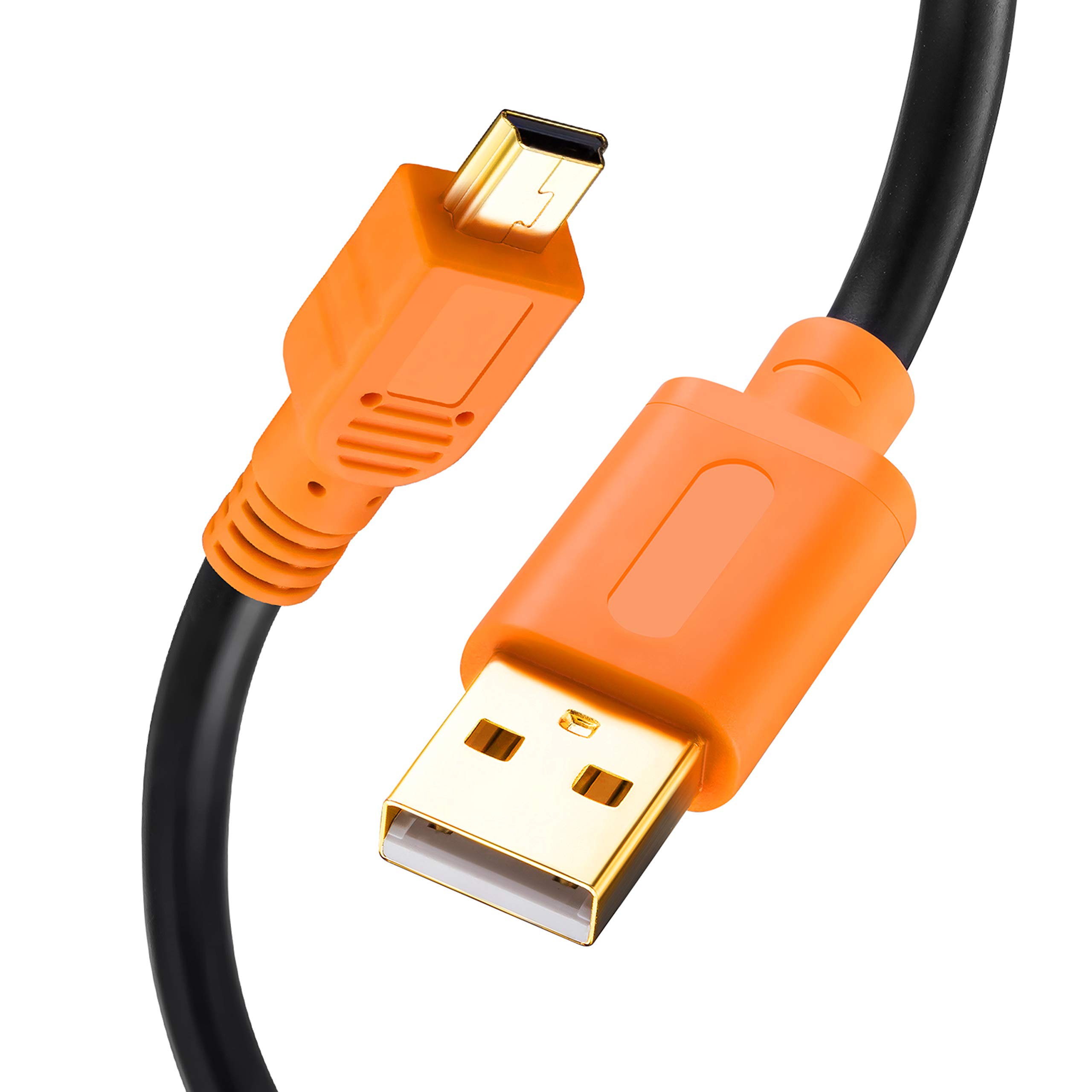 10Ft Mini USB 2.0 Cable Type A to Mini B - High Speed Charging & Data Sync Cord for GoPro Hero 3+/HD, Digital Cameras, MP3 Players, Cell Phones - Durable Orange Cable (3M) - Perfect for Outdoor Adventures & Device Charging