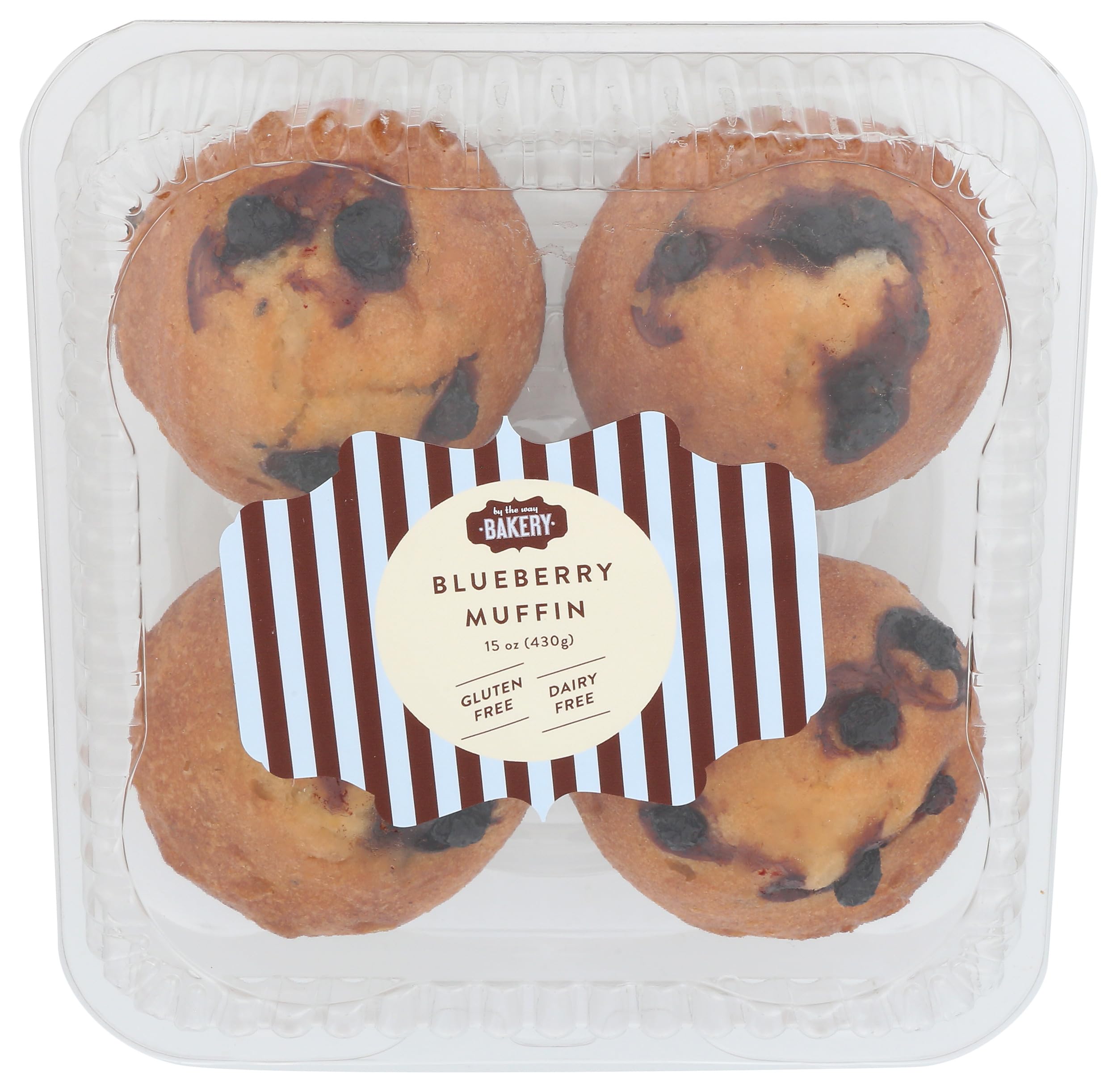 BY THE WAY BAKERY Blueberry Muffins - 15oz Pack of Fresh, Moist & Delicious Homemade-Style Muffins - Perfect for Breakfast, Snacks & Office Treats
