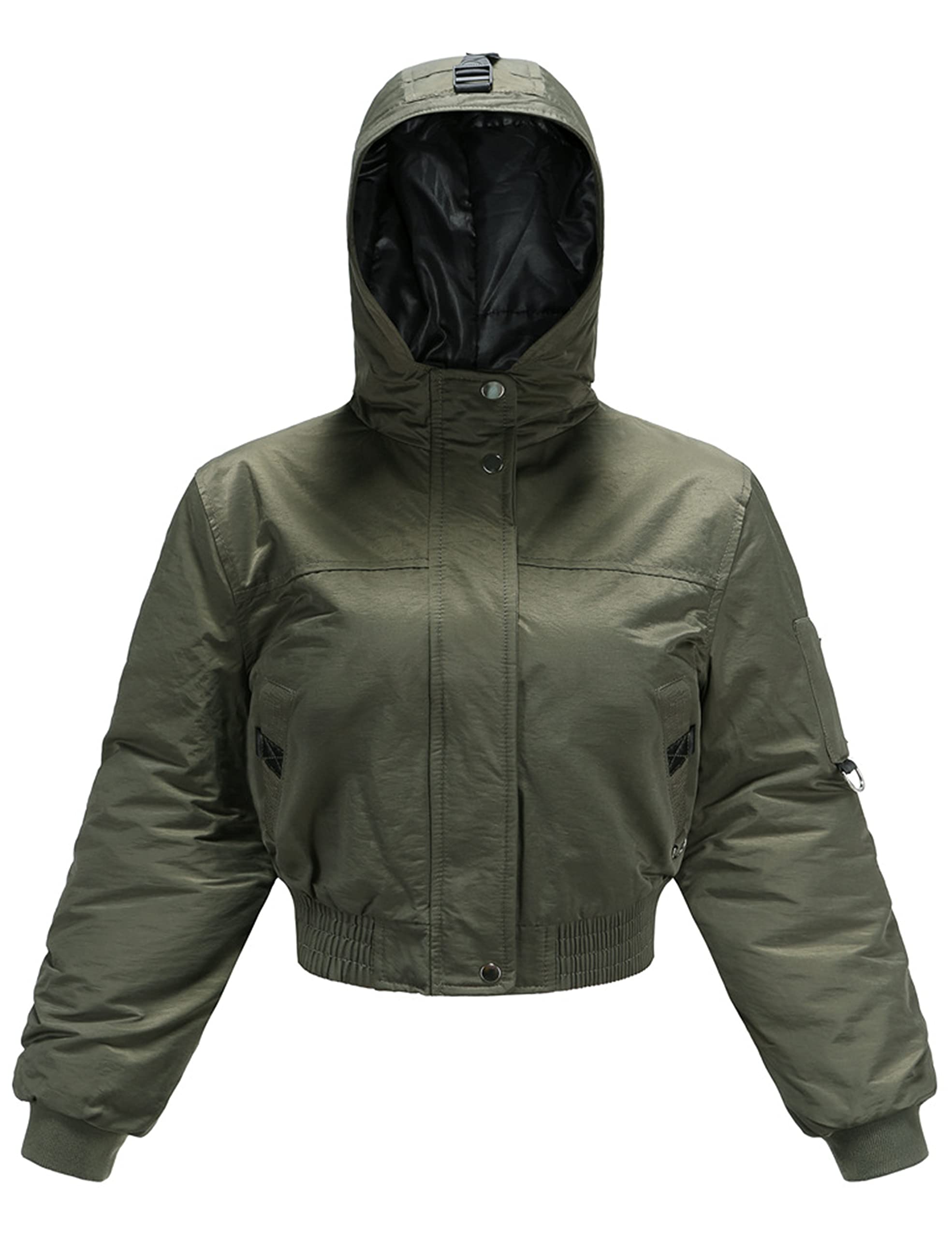 Women's Quilted Bomber Jacket - Winter Cropped Hooded Flight Coat for Women | Warm & Stylish Outerwear for Casual Wear, Travel & Outdoor Activities