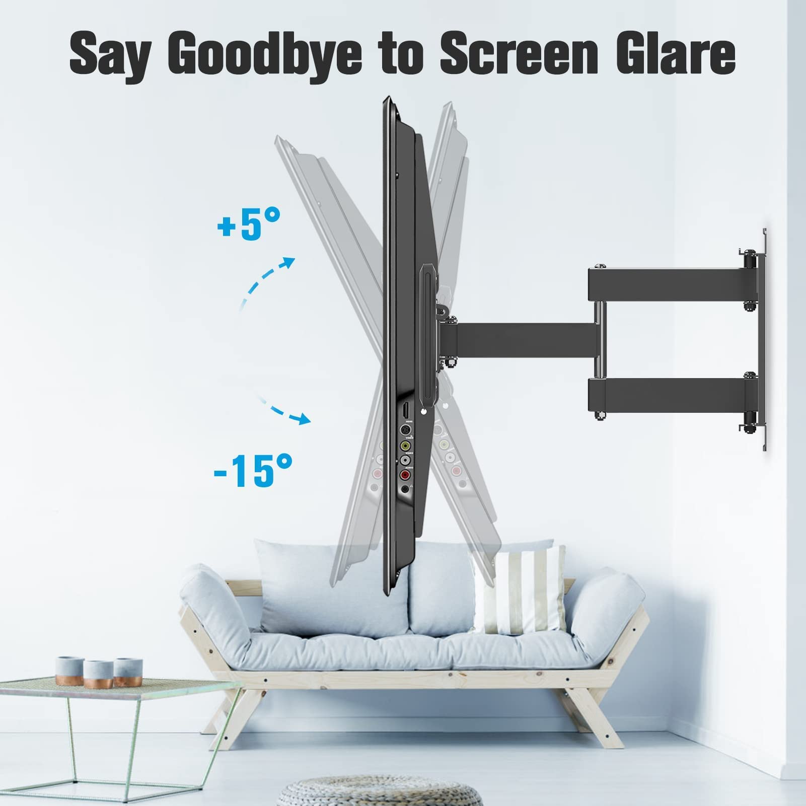 Mounting Dream MD2296 TV Wall Mount Bracket for 42-75 Inch Flat Screen TVs with Adjustable Tilt - Universal VESA Compatible for Fire TV, Apple TV, Roku 3 Streaming Media Players - Perfect for Living Room, Bedroom, and Home Theater Setup