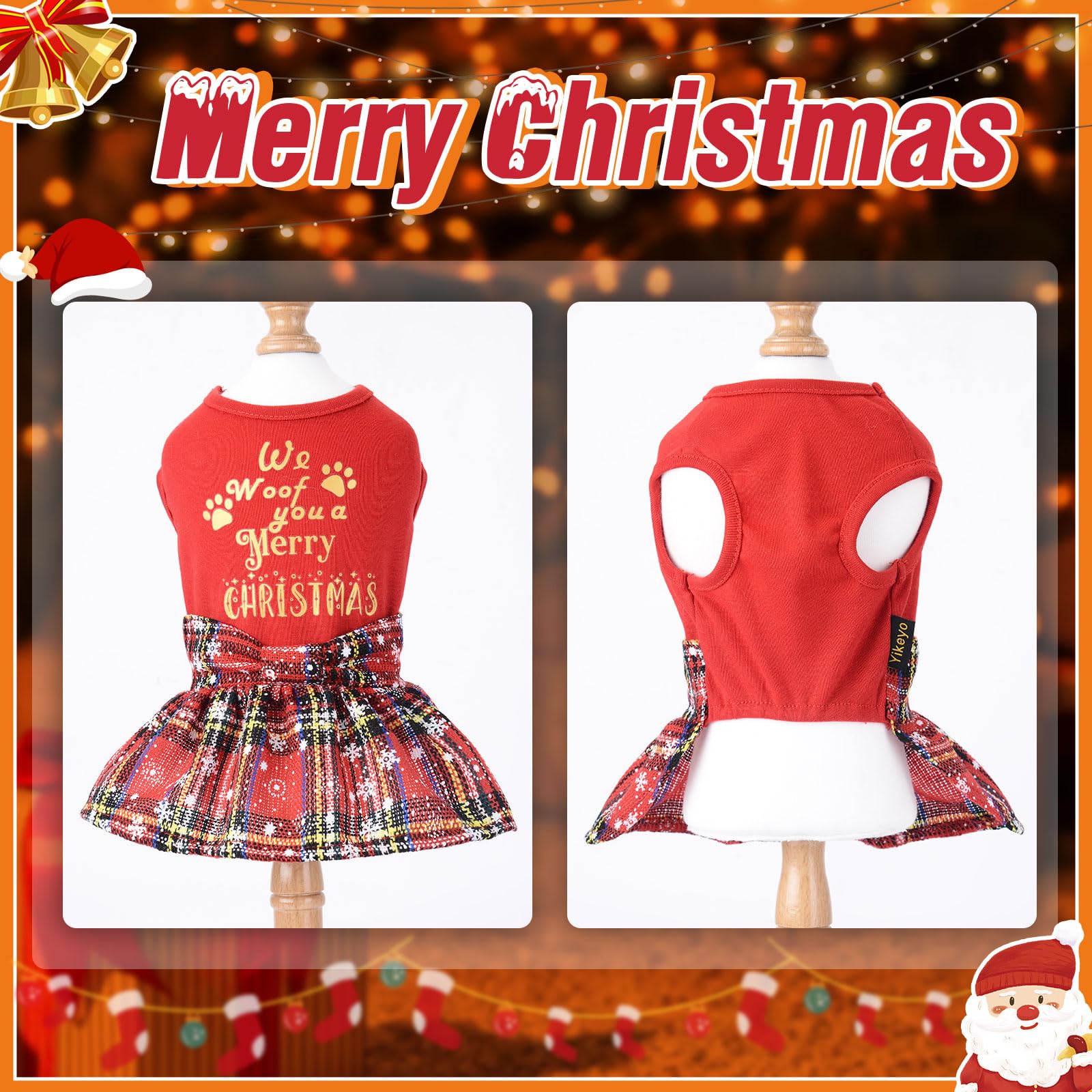 Christmas Dog Dresses for Small Dogs - Festive Holiday Pet Outfit for Chihuahua, Yorkie & Teacup Puppies - Cute Xmas Puppy Clothes & Cat Apparel (Small, Red) - Perfect for Holiday Photos & Family Gatherings