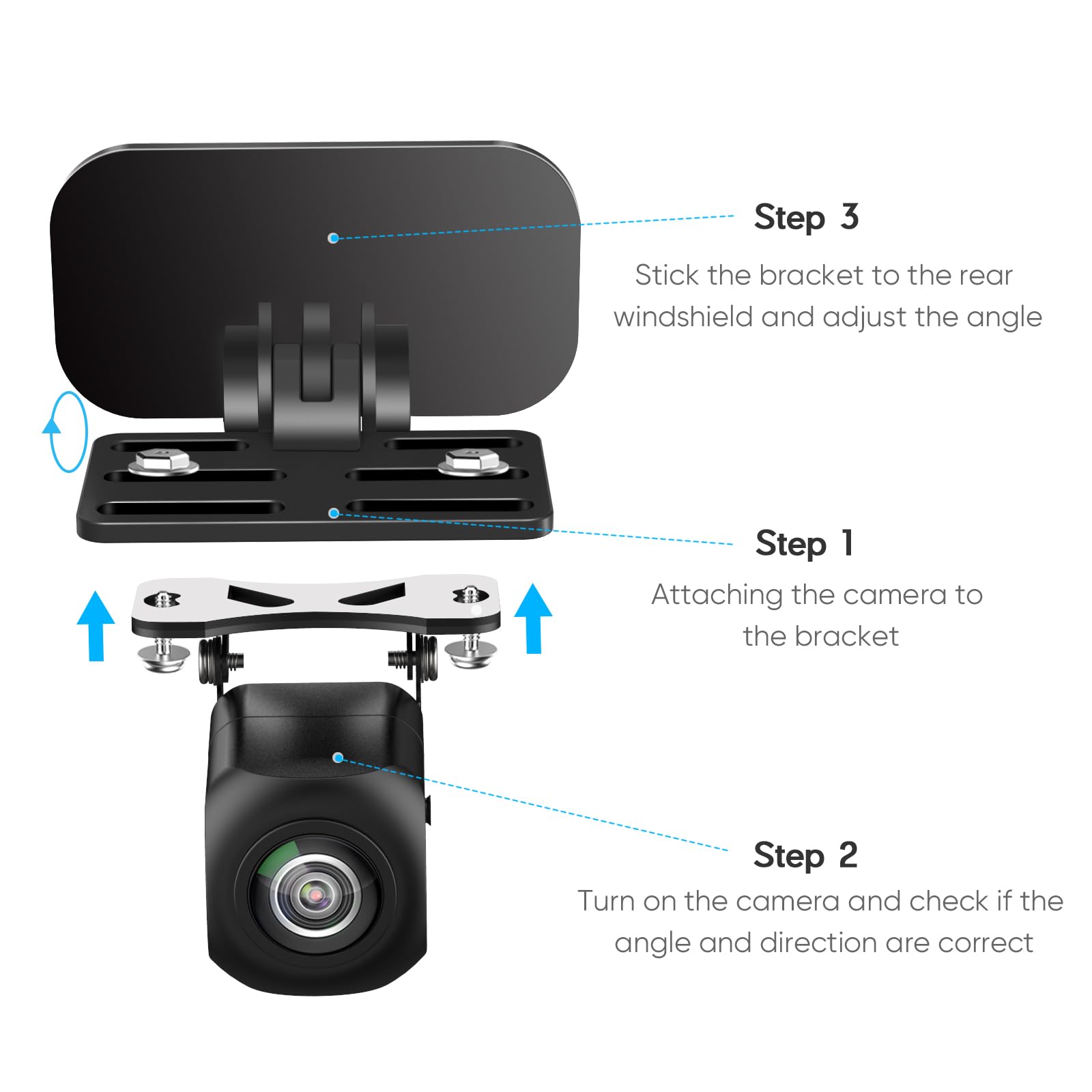 Universal Backup Camera Mount - PixelMan License Plate & Window Bracket for Dash Cam, Rear View Camera - Durable Adhesive Holder for Cars, Trucks, RVs (Perfect for Parking, Reversing & Night Driving Safety)